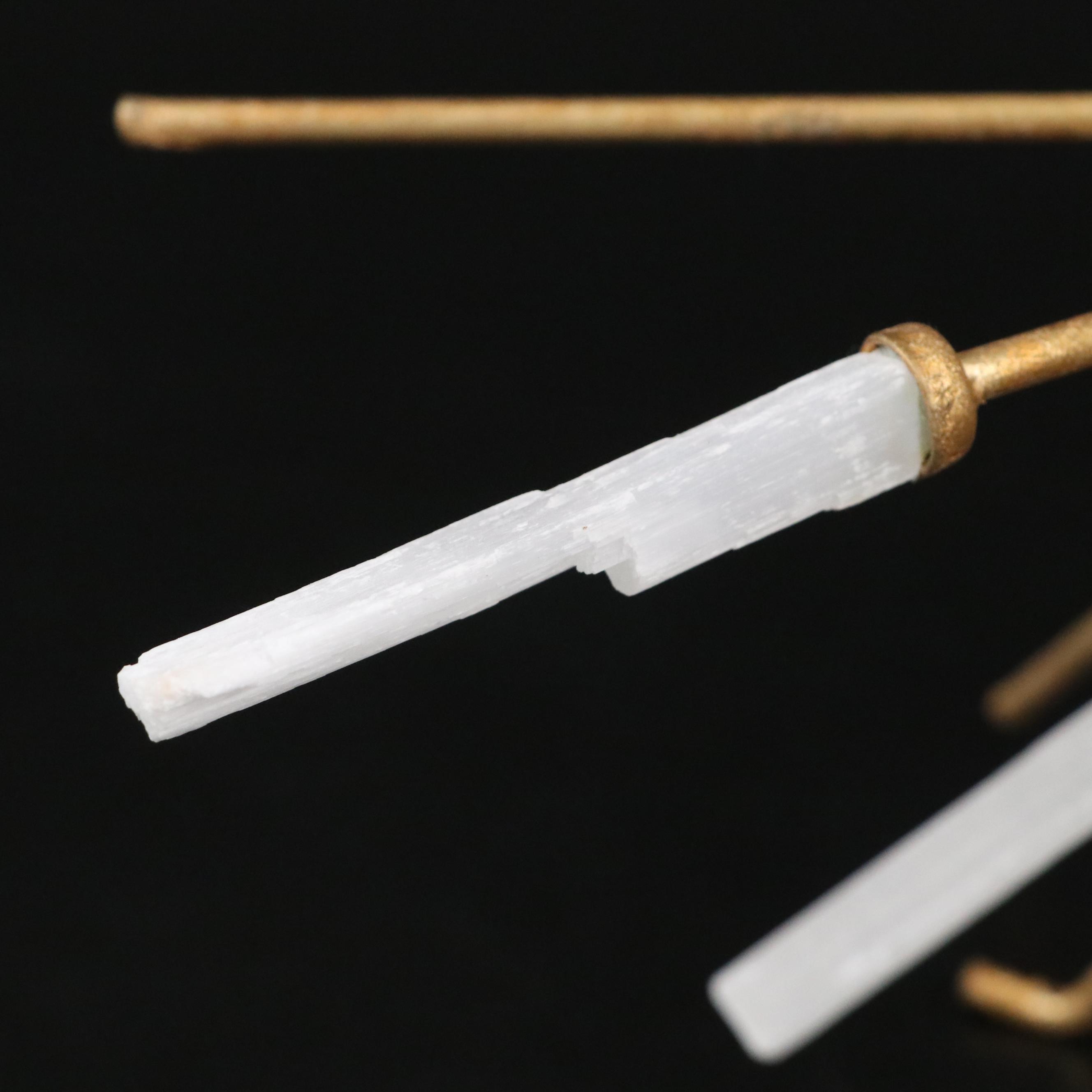 Gold Finish Metal Sunburst Orb with Selenite Accents