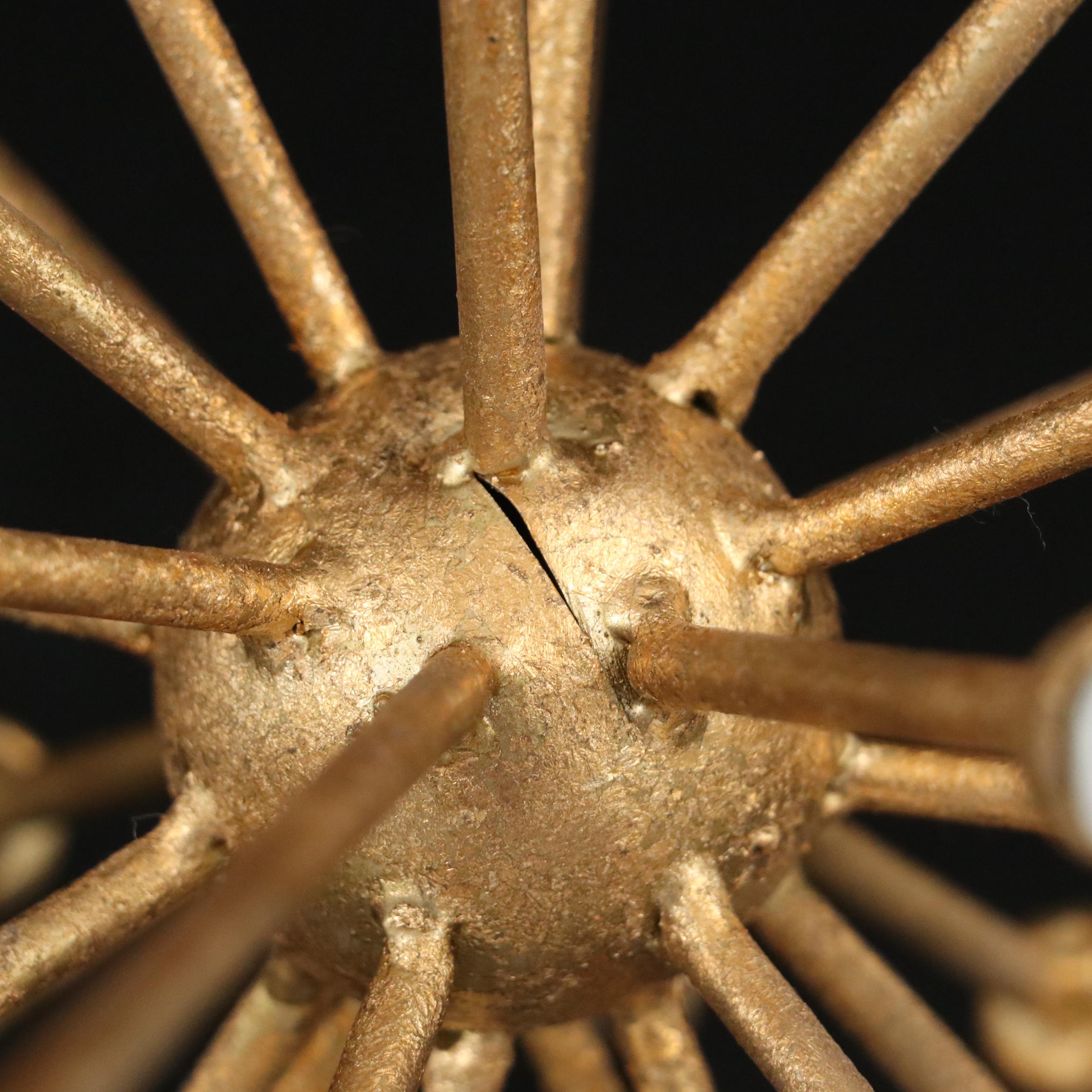 Gold Finish Metal Sunburst Orb with Selenite Accents