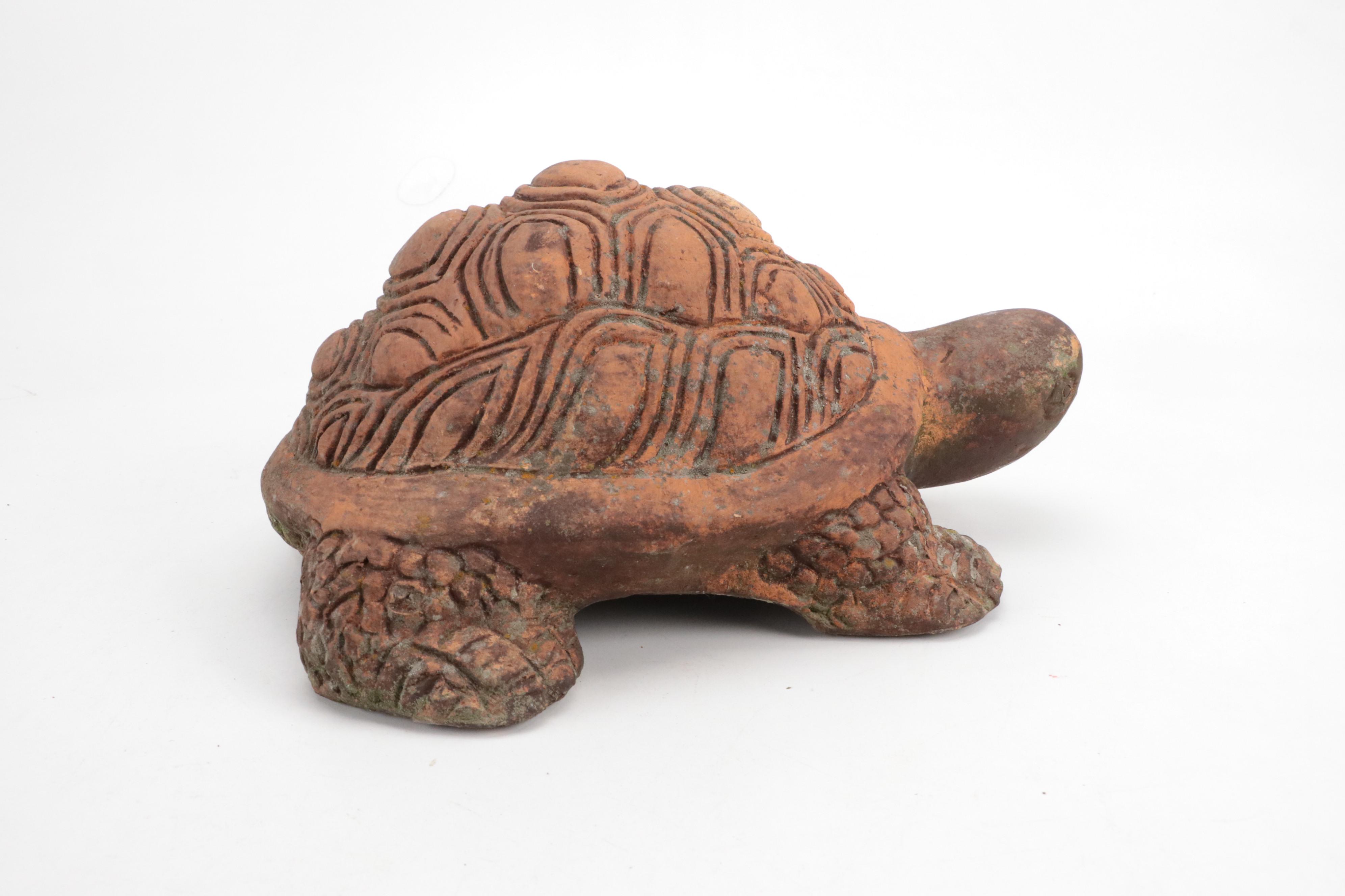 Marble Leaf Shape Cast Iron Trivet with Ceramic Turtle Garden Statues