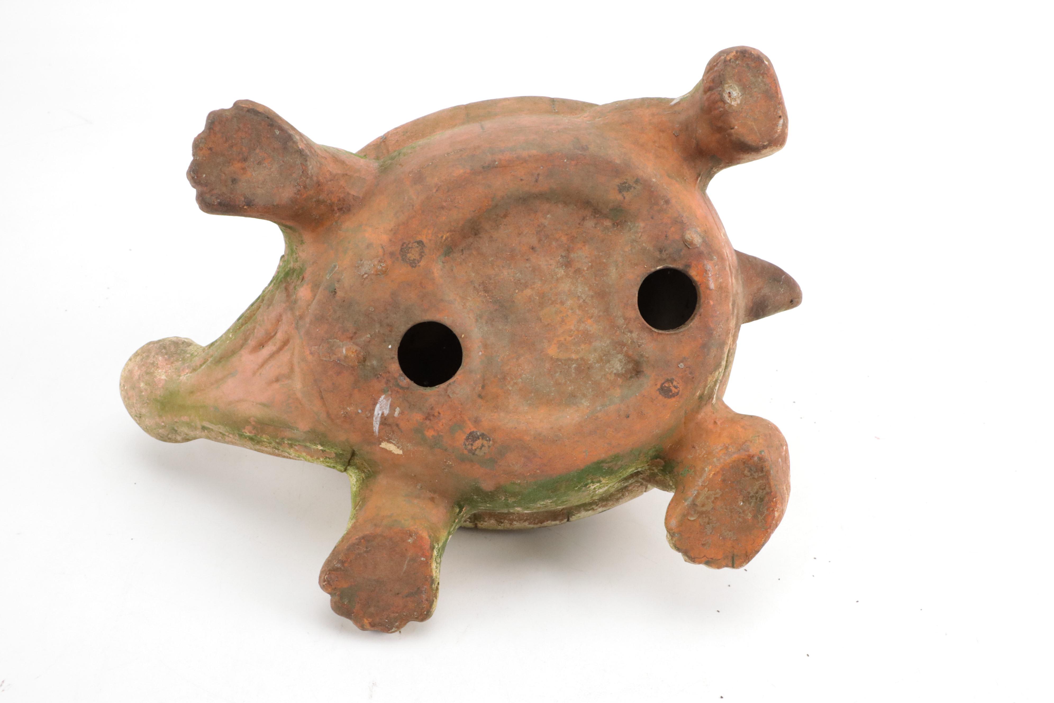 Marble Leaf Shape Cast Iron Trivet with Ceramic Turtle Garden Statues