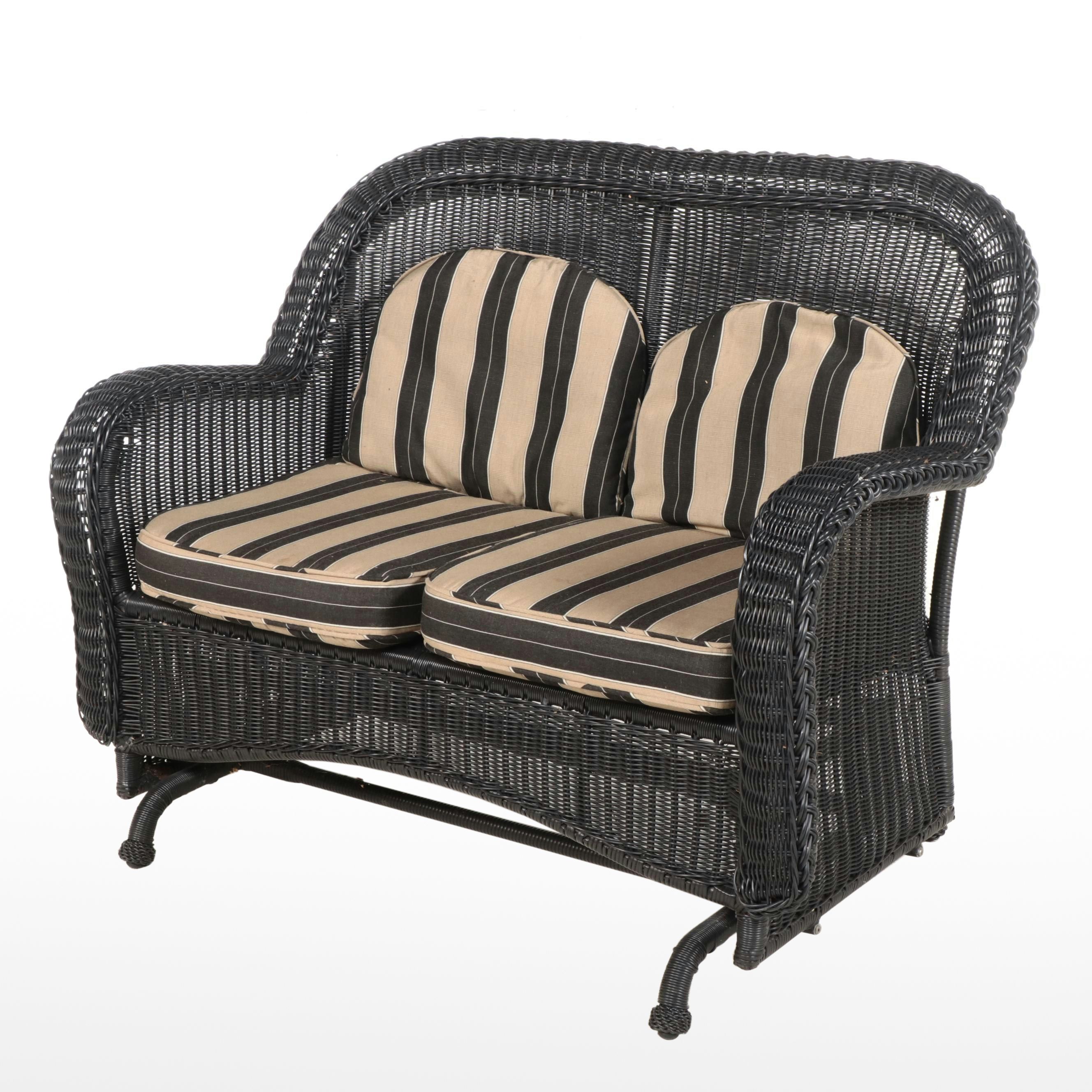 Contemporary Resin Wicker Patio Glider Loveseat