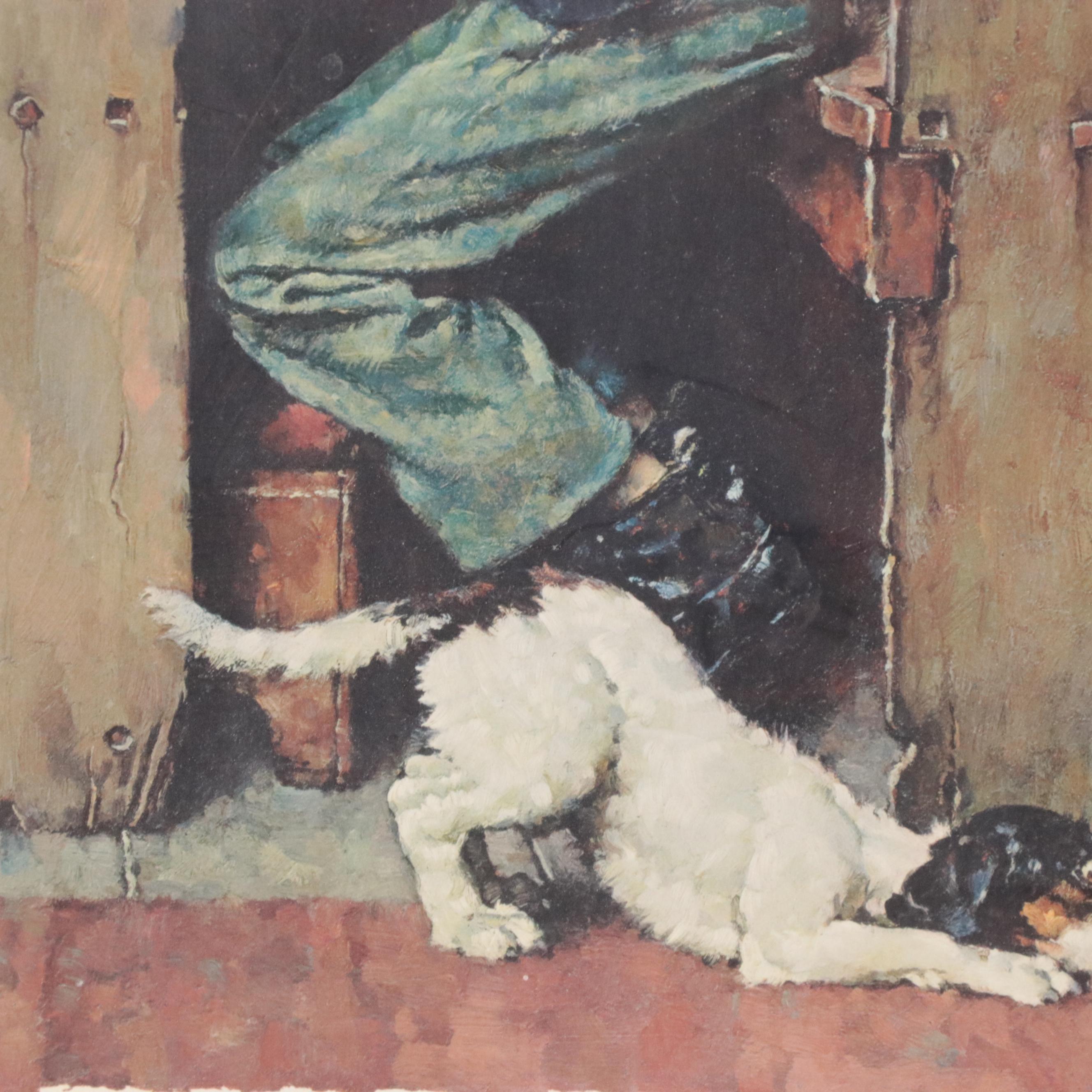 Norman Rockwell Color Lithograph "Tom Sawyer, Dog and Beetle," 1971