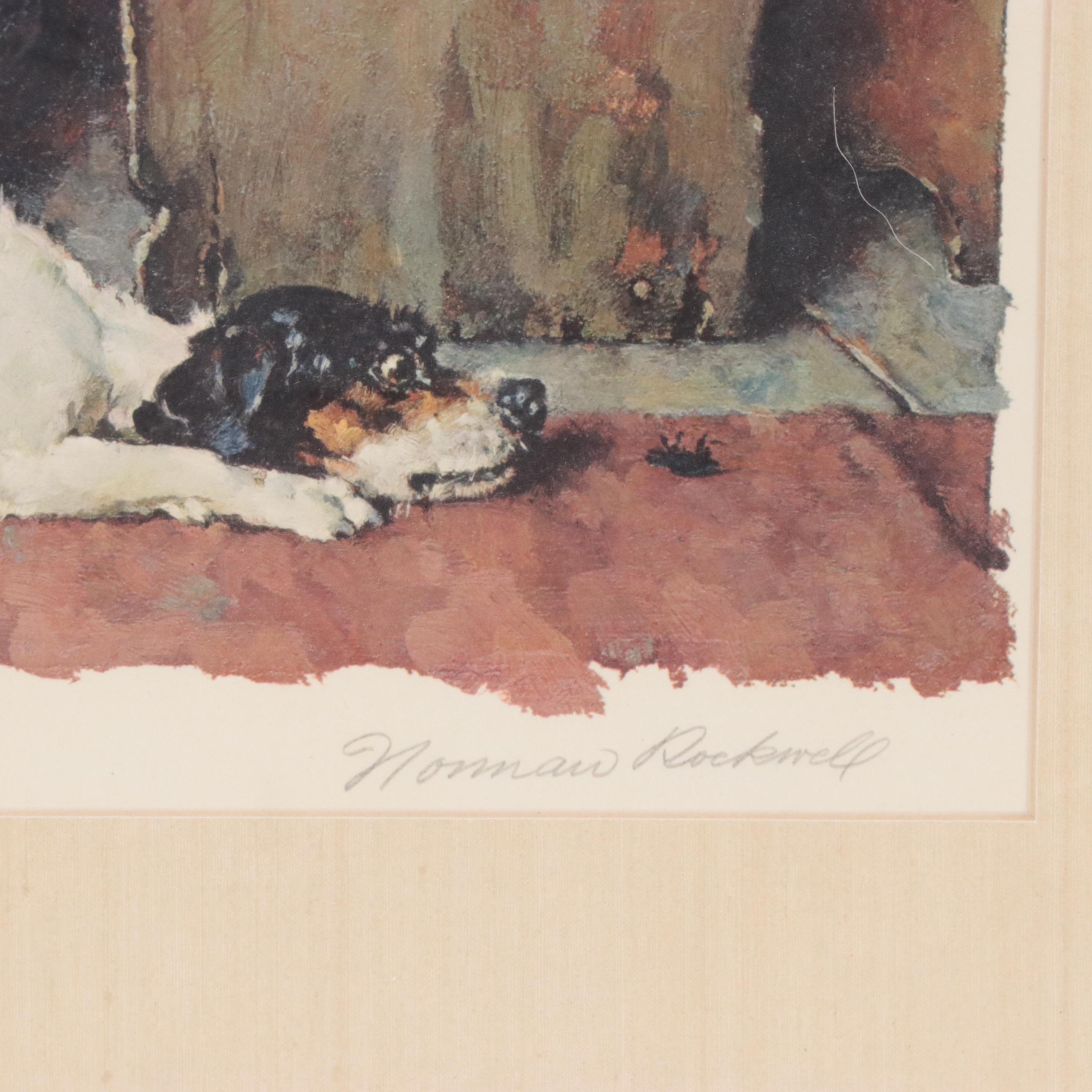 Norman Rockwell Color Lithograph "Tom Sawyer, Dog and Beetle," 1971