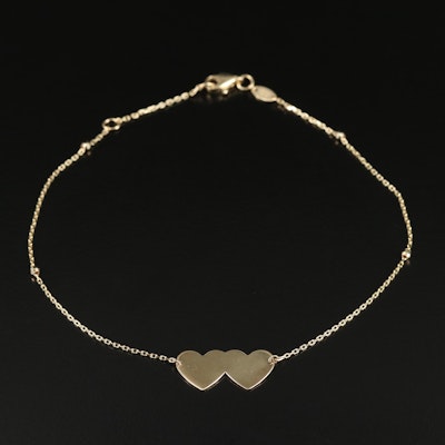 14K Double Heart Anklet