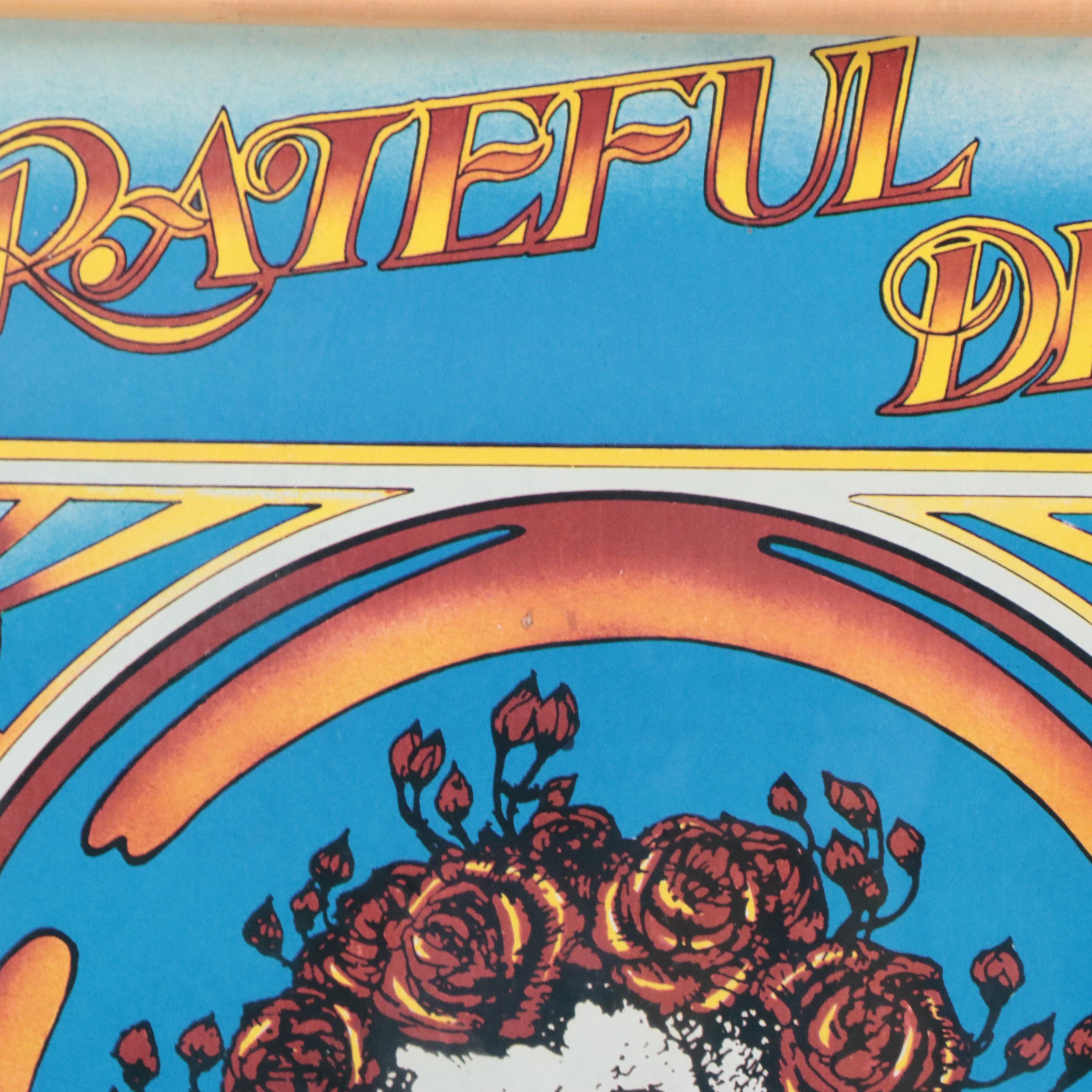 Offset Lithograph Grateful Dead Skull and Roses Poster, 1984