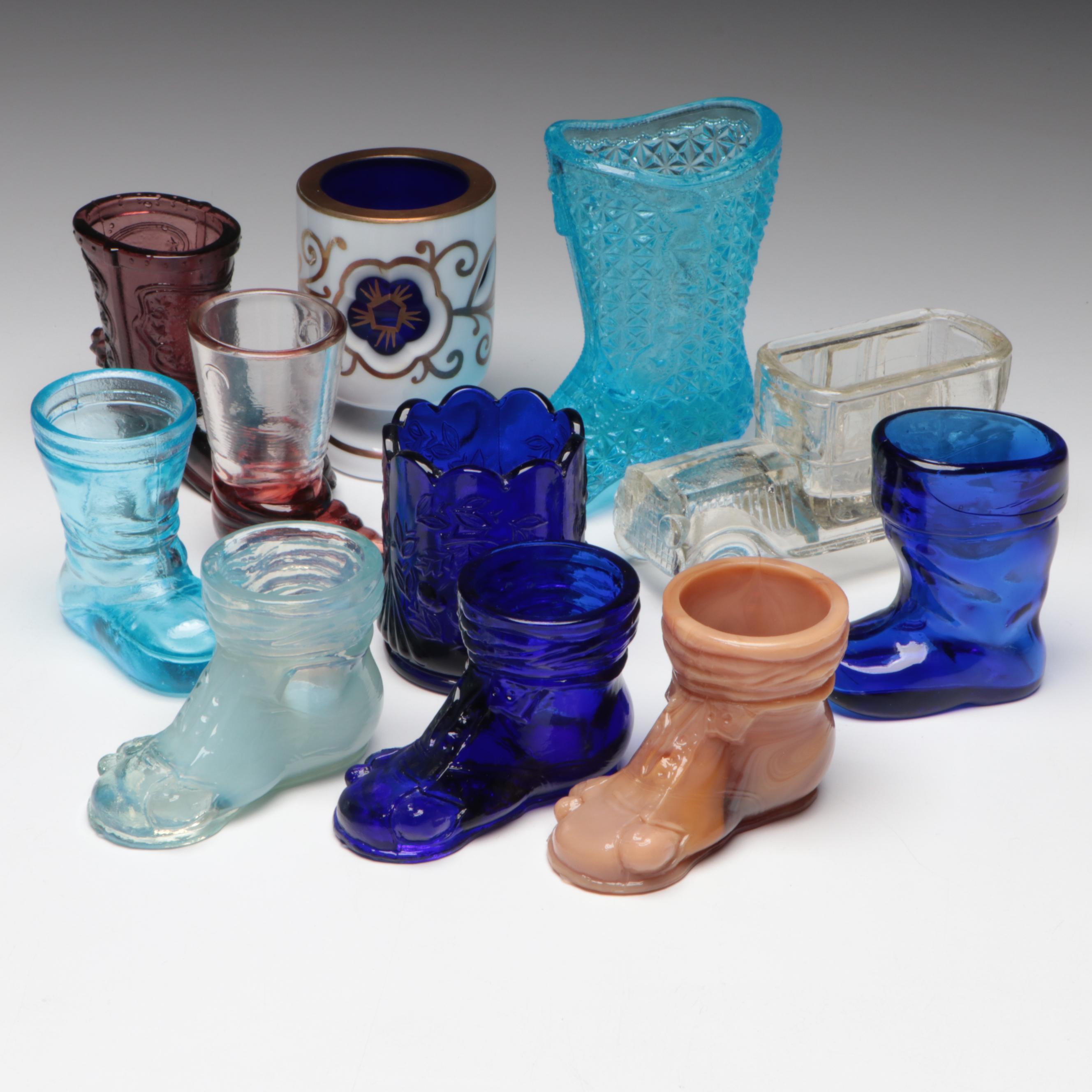 Degenhart Crystal Art Glass and More Glass Figural Toothpick Holders