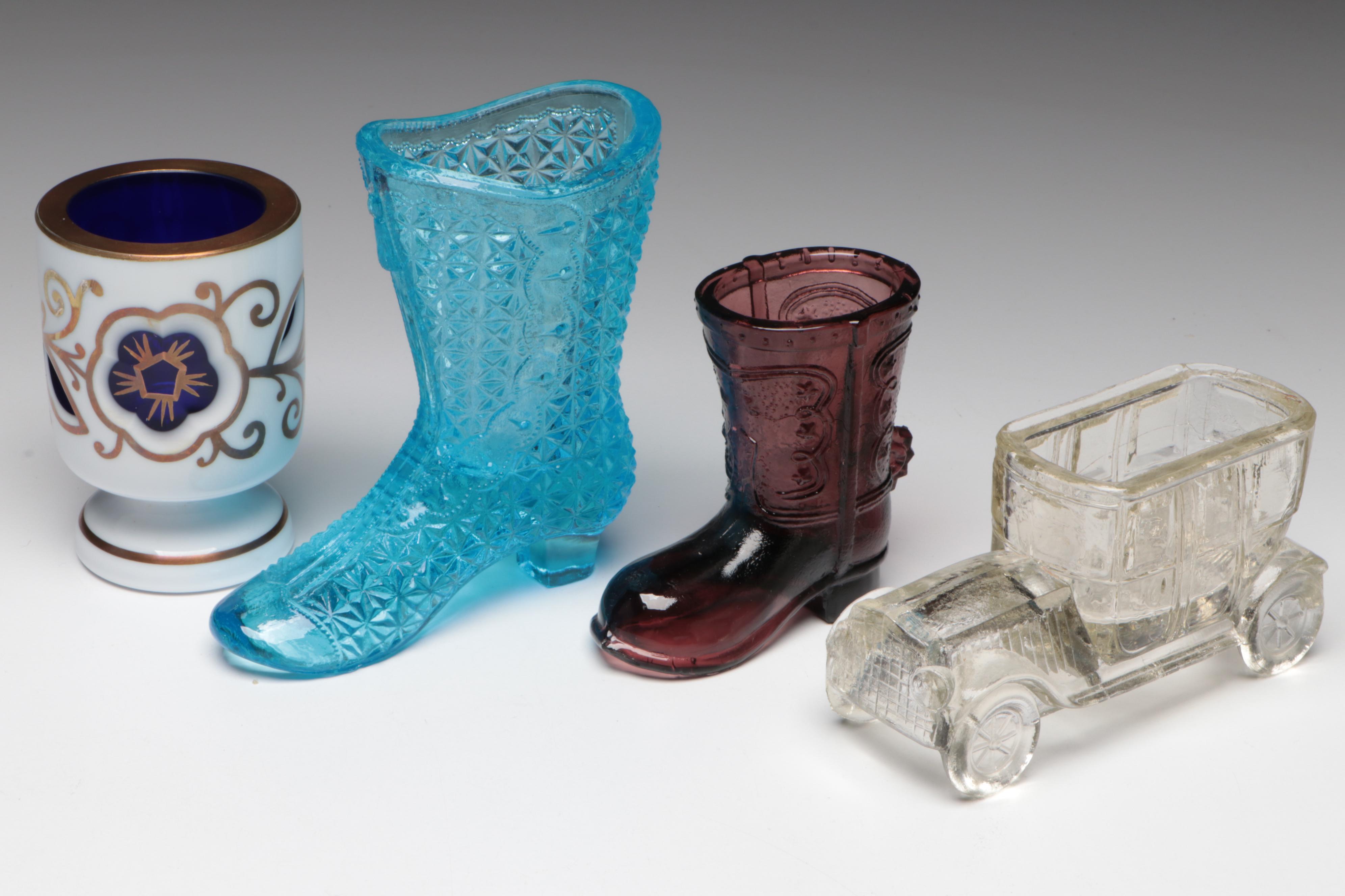 Degenhart Crystal Art Glass and More Glass Figural Toothpick Holders