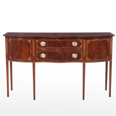 Councill Federal Style Flame Mahogany & Marquetry Serpentine Sideboard