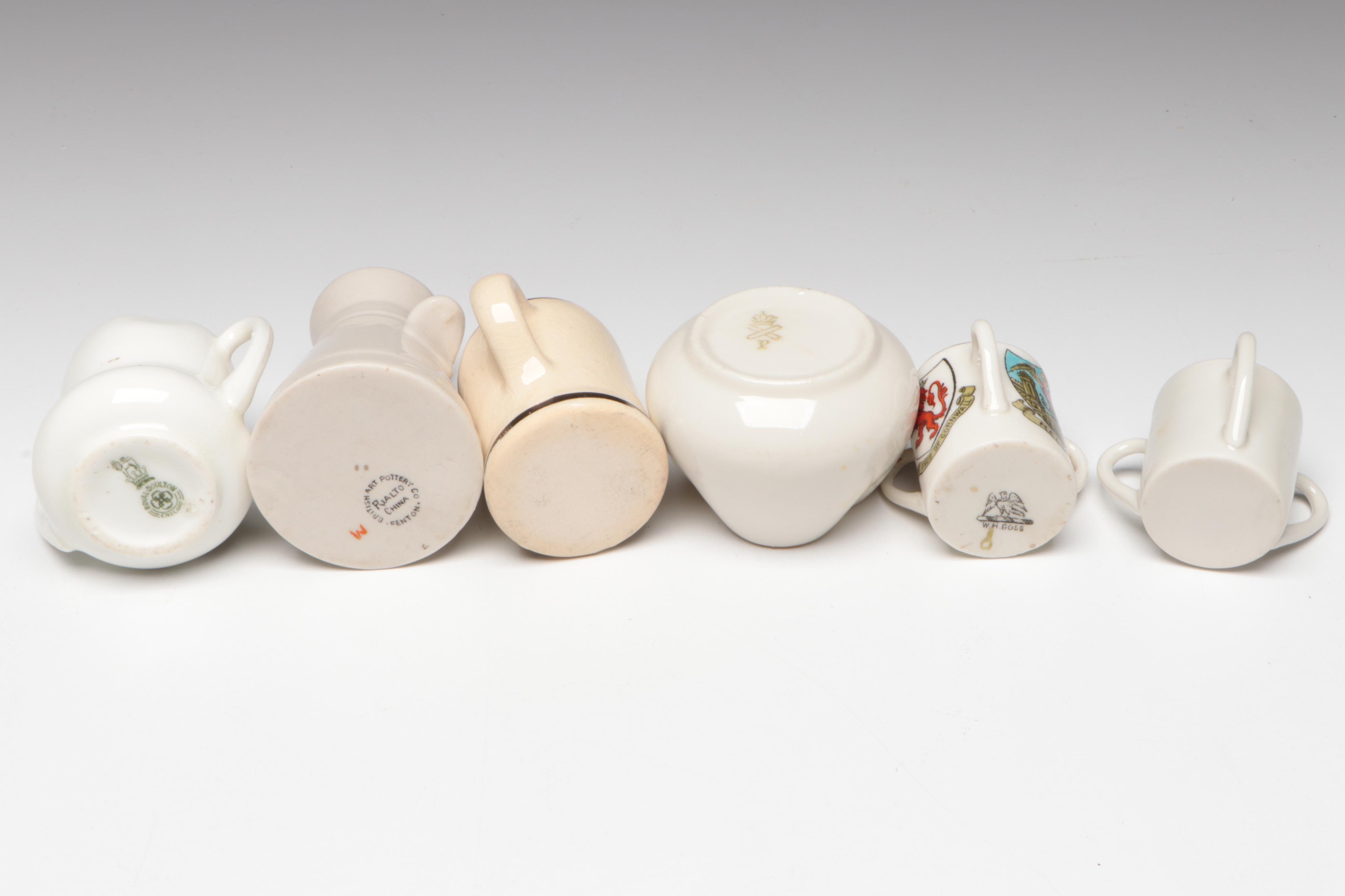 Heraldic Porcelain, Glass, and Metal Tygs with Other Cups and Toothpick Holders