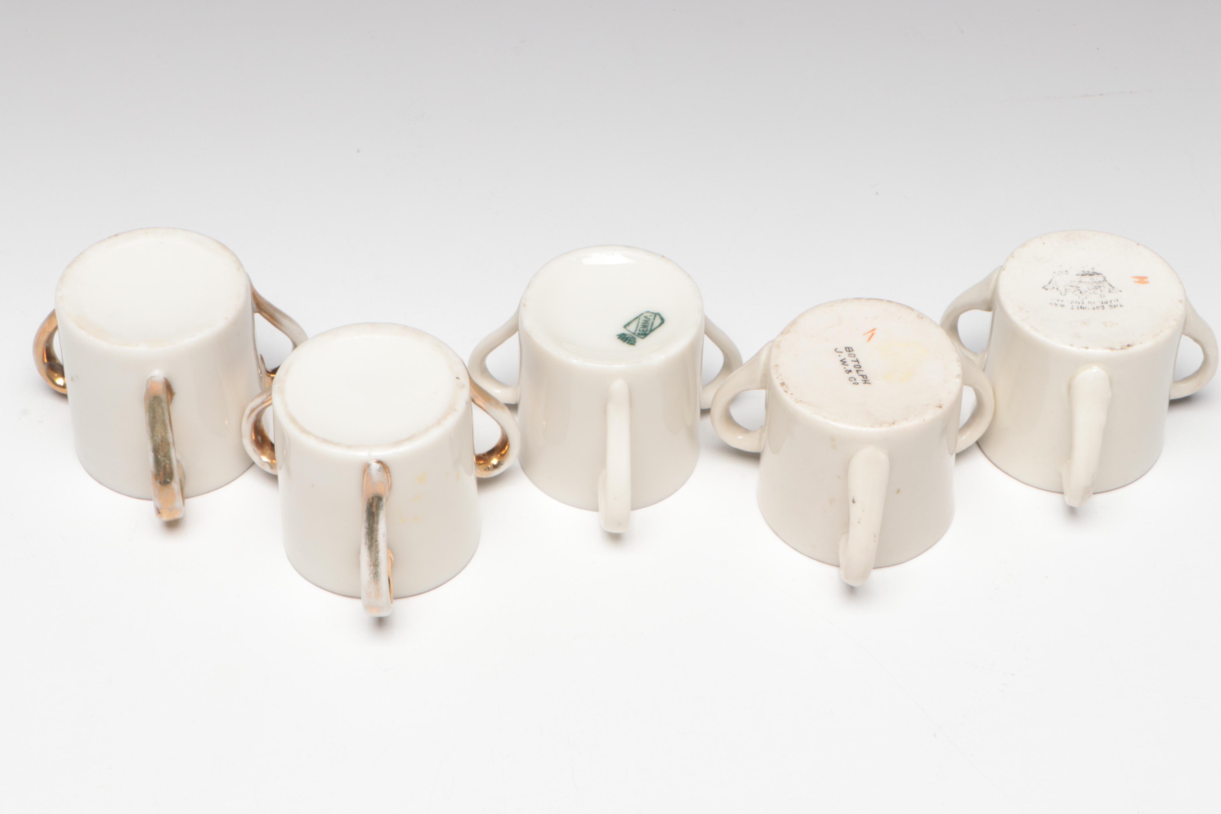 Heraldic Porcelain, Glass, and Metal Tygs with Other Cups and Toothpick Holders