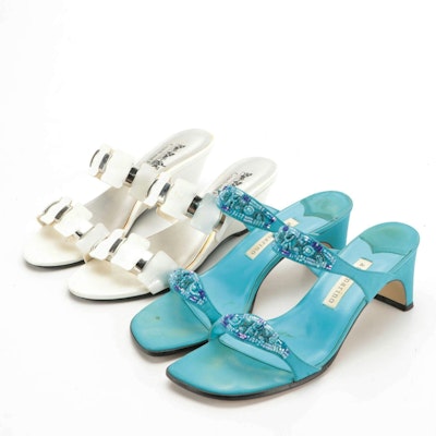 Ann Marino Beaded Sandals and Coach and Four Sandals with Boxes