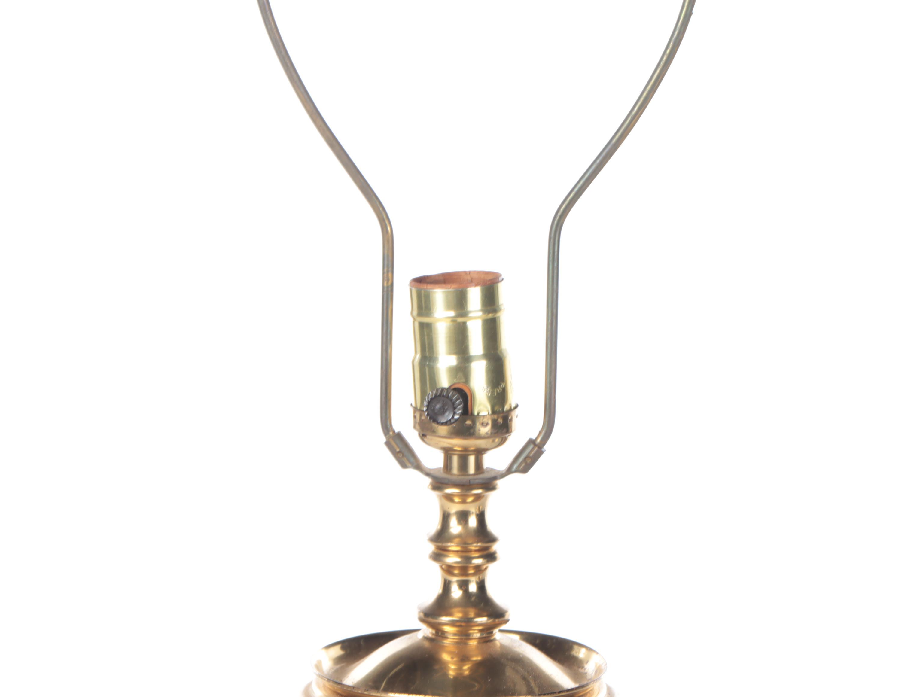 Gilt Greek Key Glass and Brass Table Lamp