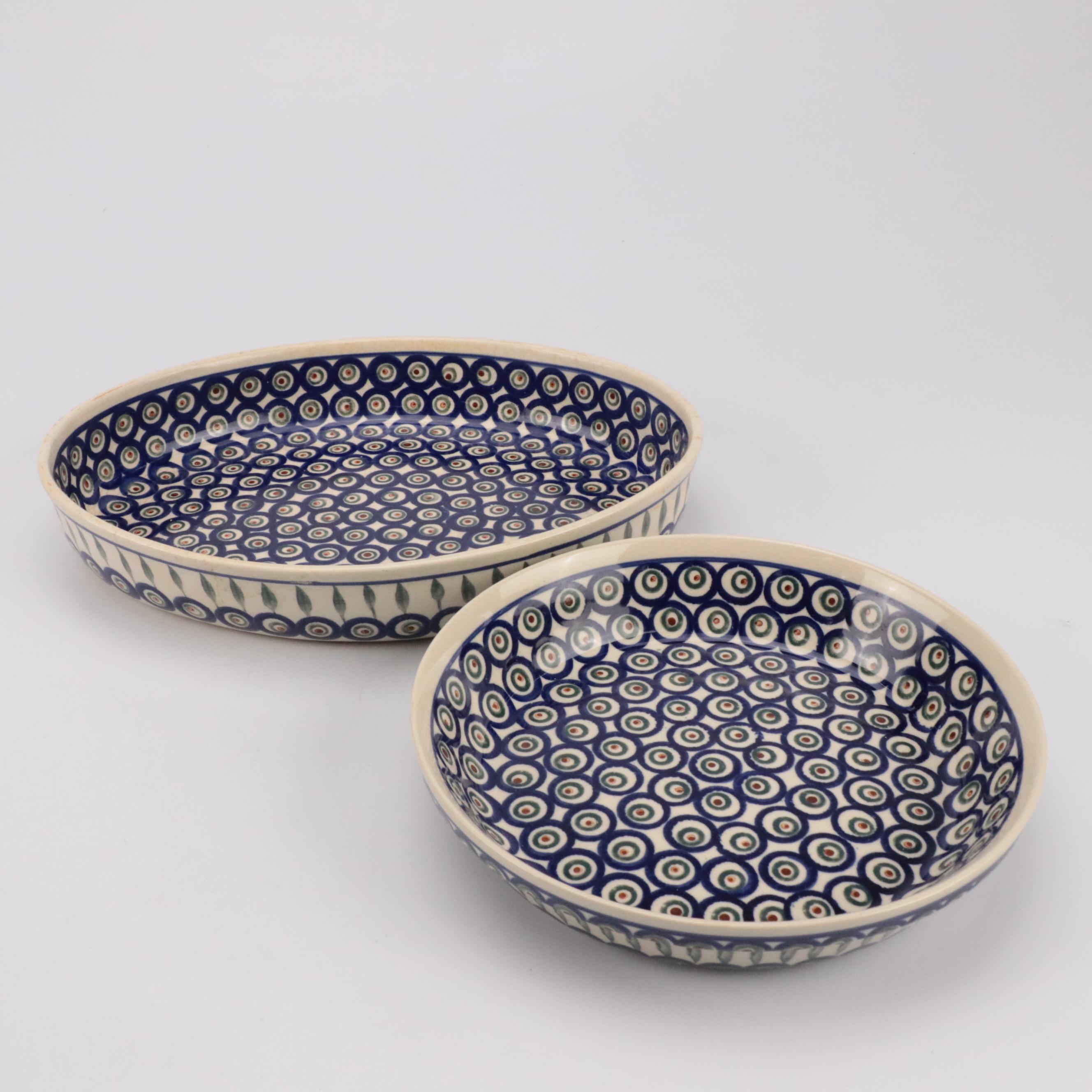Bolesławiec Polish Pottery Baking Dish and Pie Dish