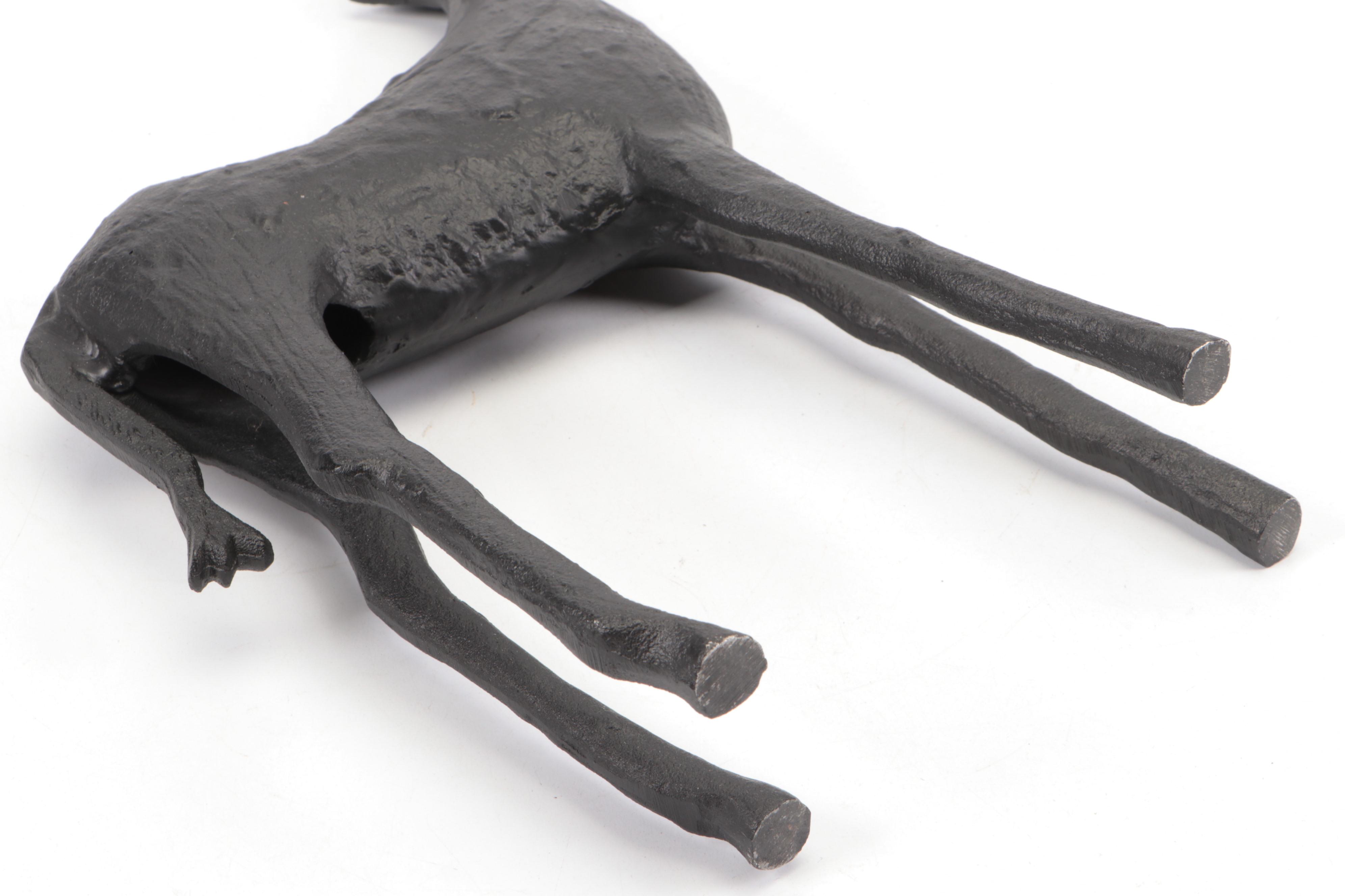 Two Folk Art Metal Horse Figurines