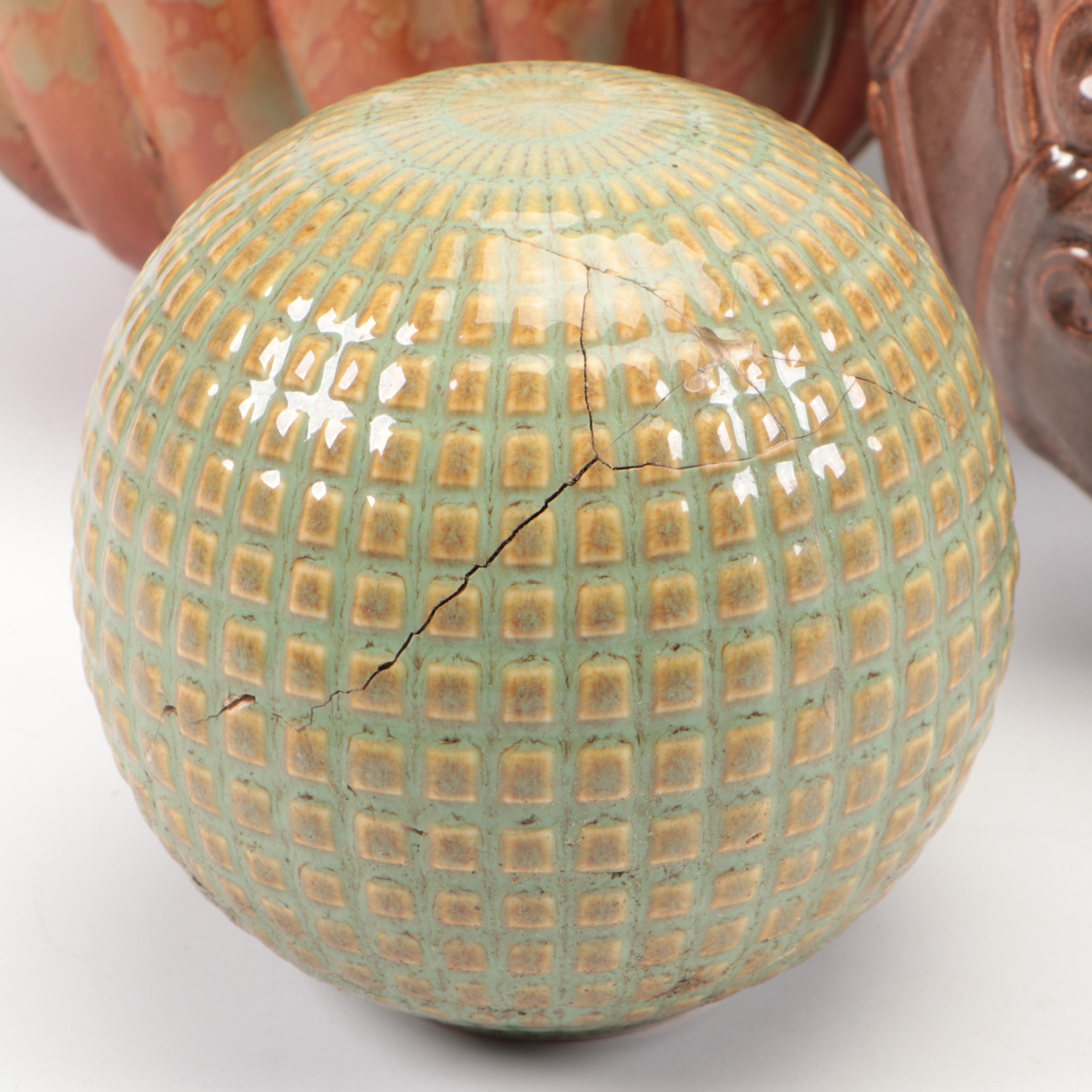 Chinese Metal Guardian Lion Garden Statue with Ceramic Spheres and More