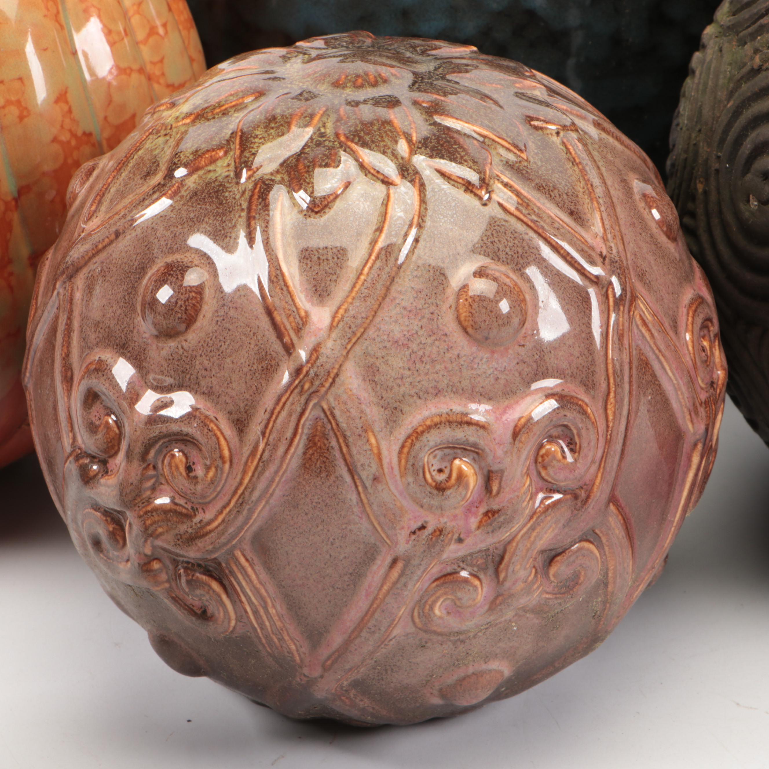 Chinese Metal Guardian Lion Garden Statue with Ceramic Spheres and More