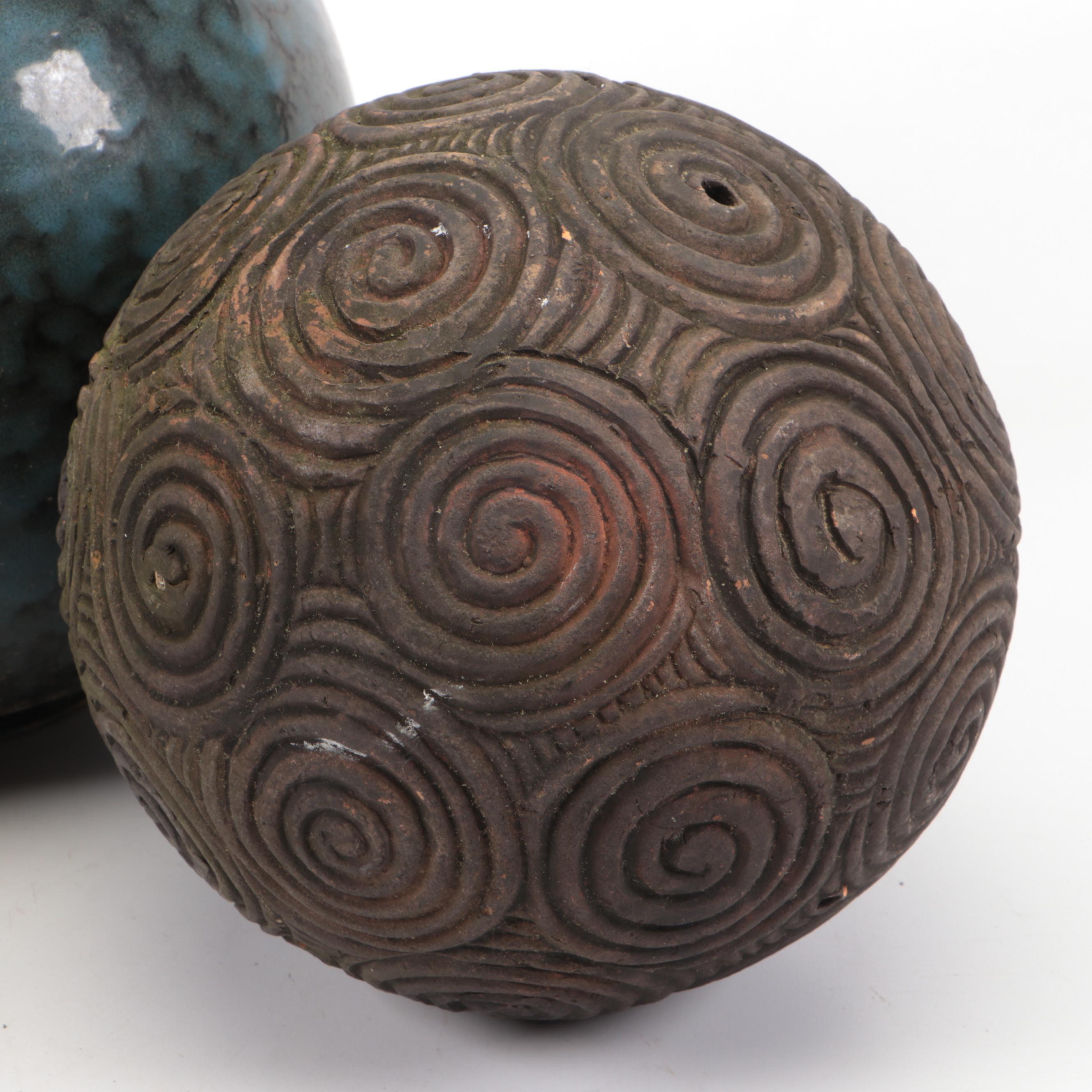 Chinese Metal Guardian Lion Garden Statue with Ceramic Spheres and More