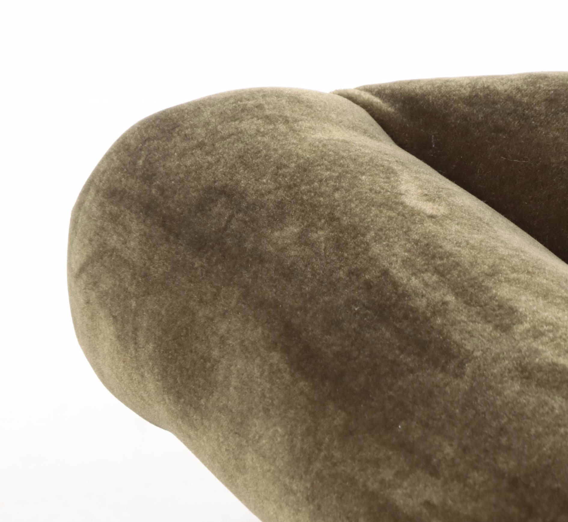 Green Velvet Upholstered Camelback Sofa