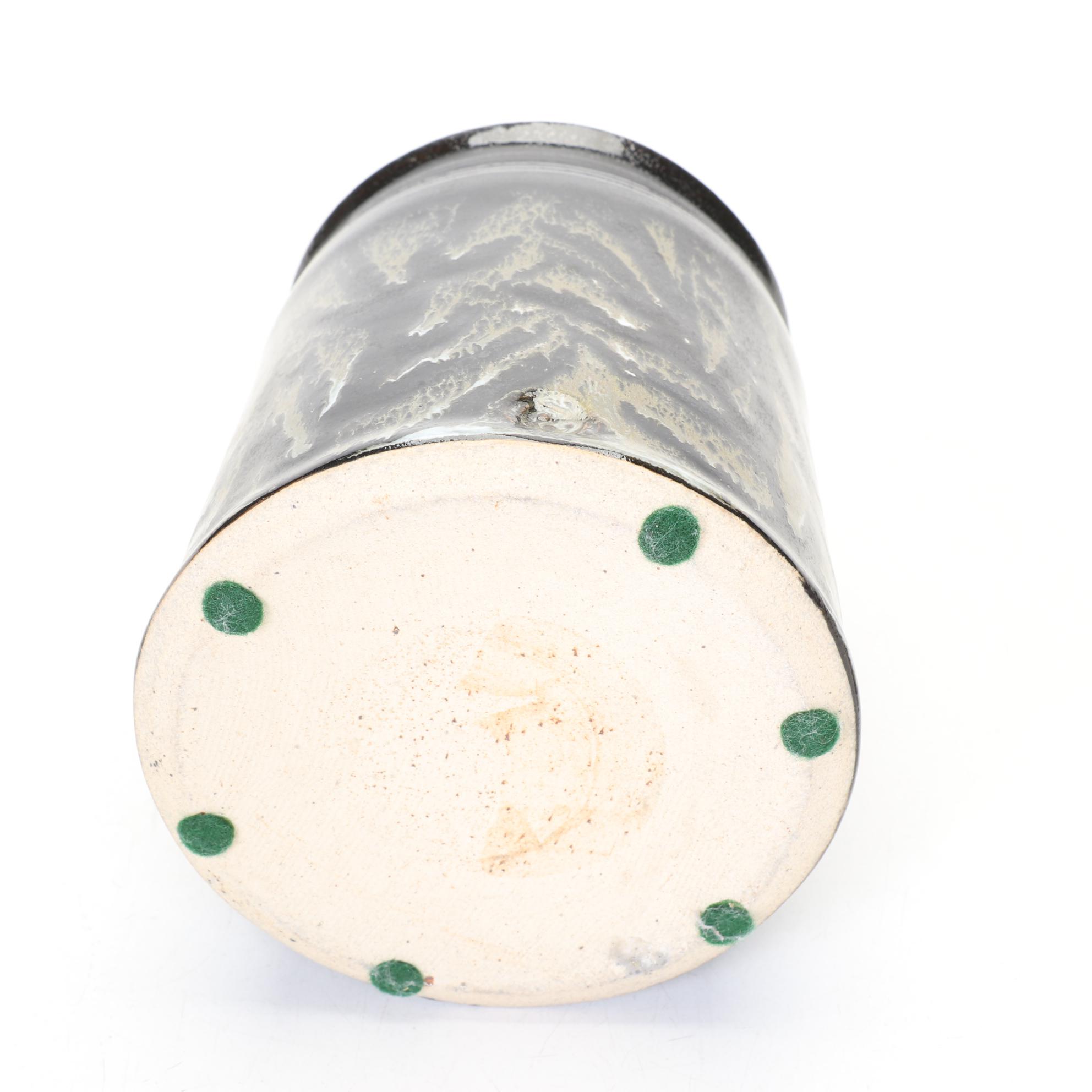 Art Pottery Wheel-Thrown Lidded Jar and Footed Bowl In Earth Tones