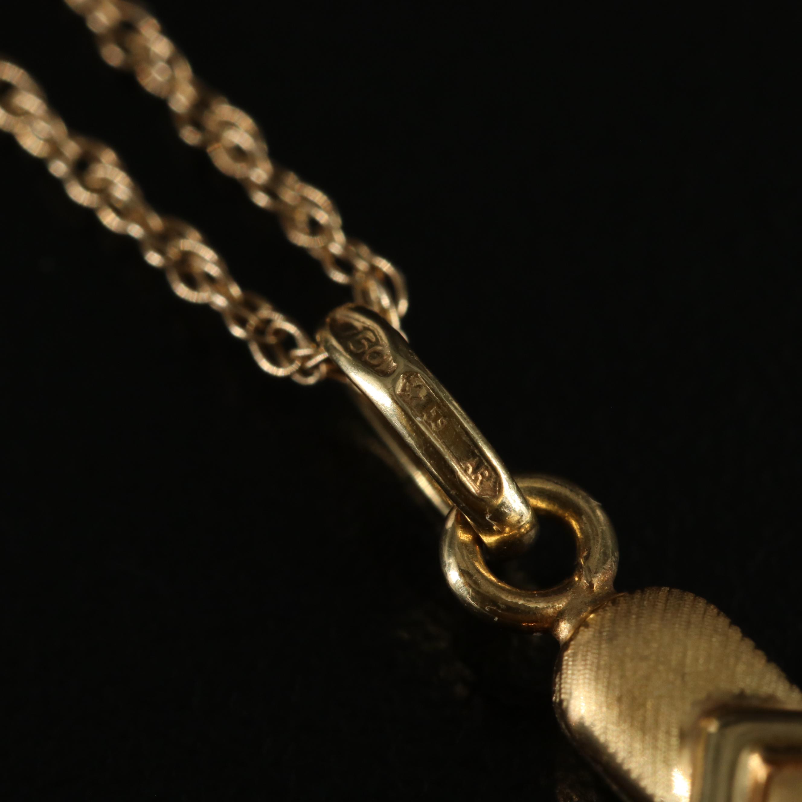 18K Puff Cross Pendant on 14K Chain Necklace