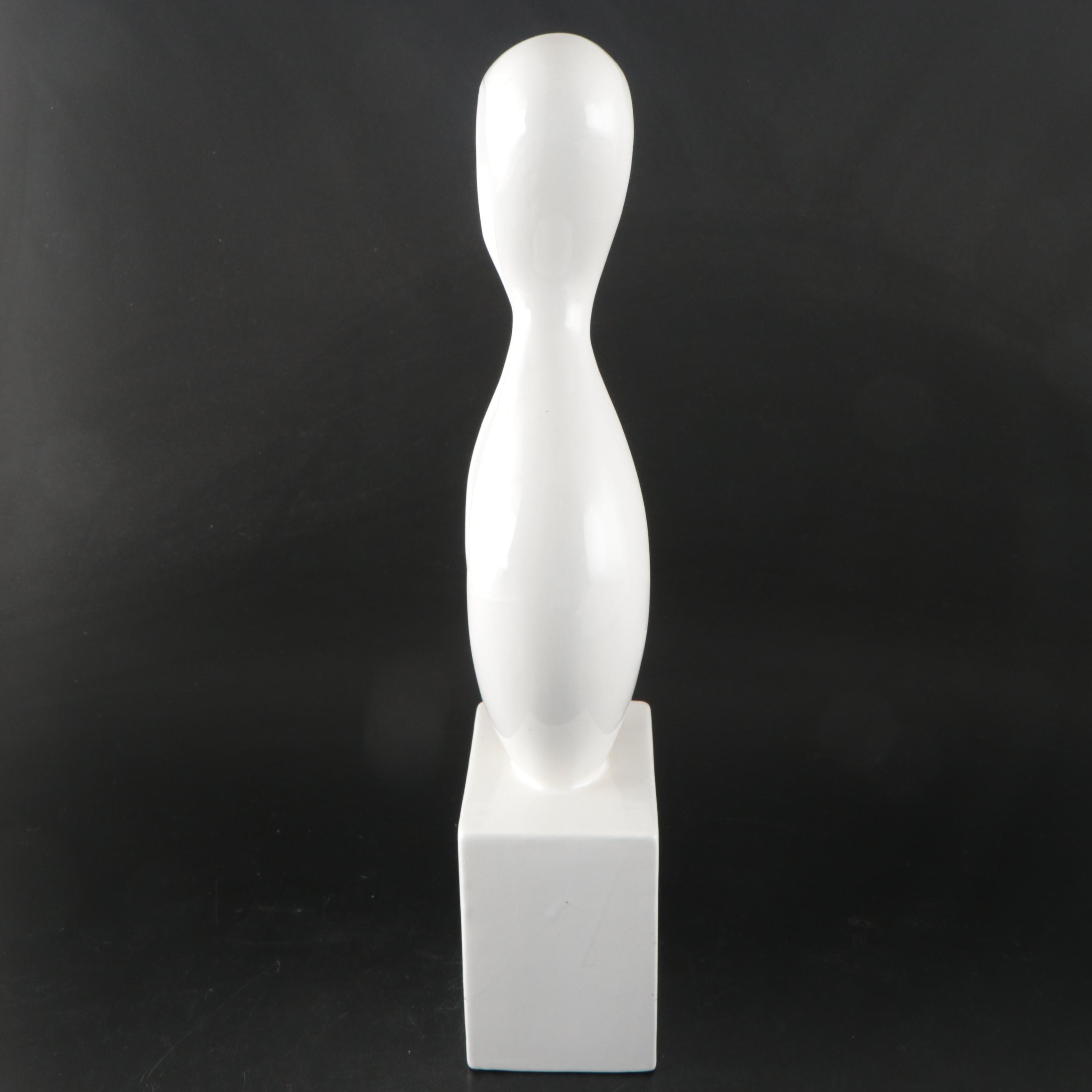 Resin Fox with White Ceramic Figurine