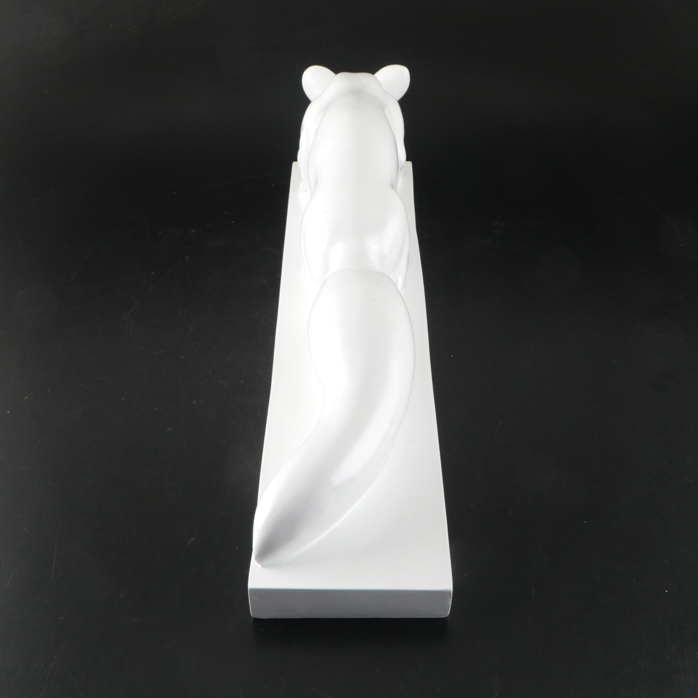 Resin Fox with White Ceramic Figurine