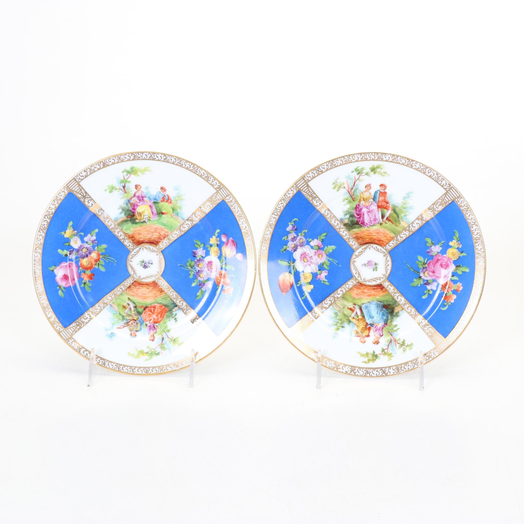 Dozen Vivid Quatrefoil Dessert Plates