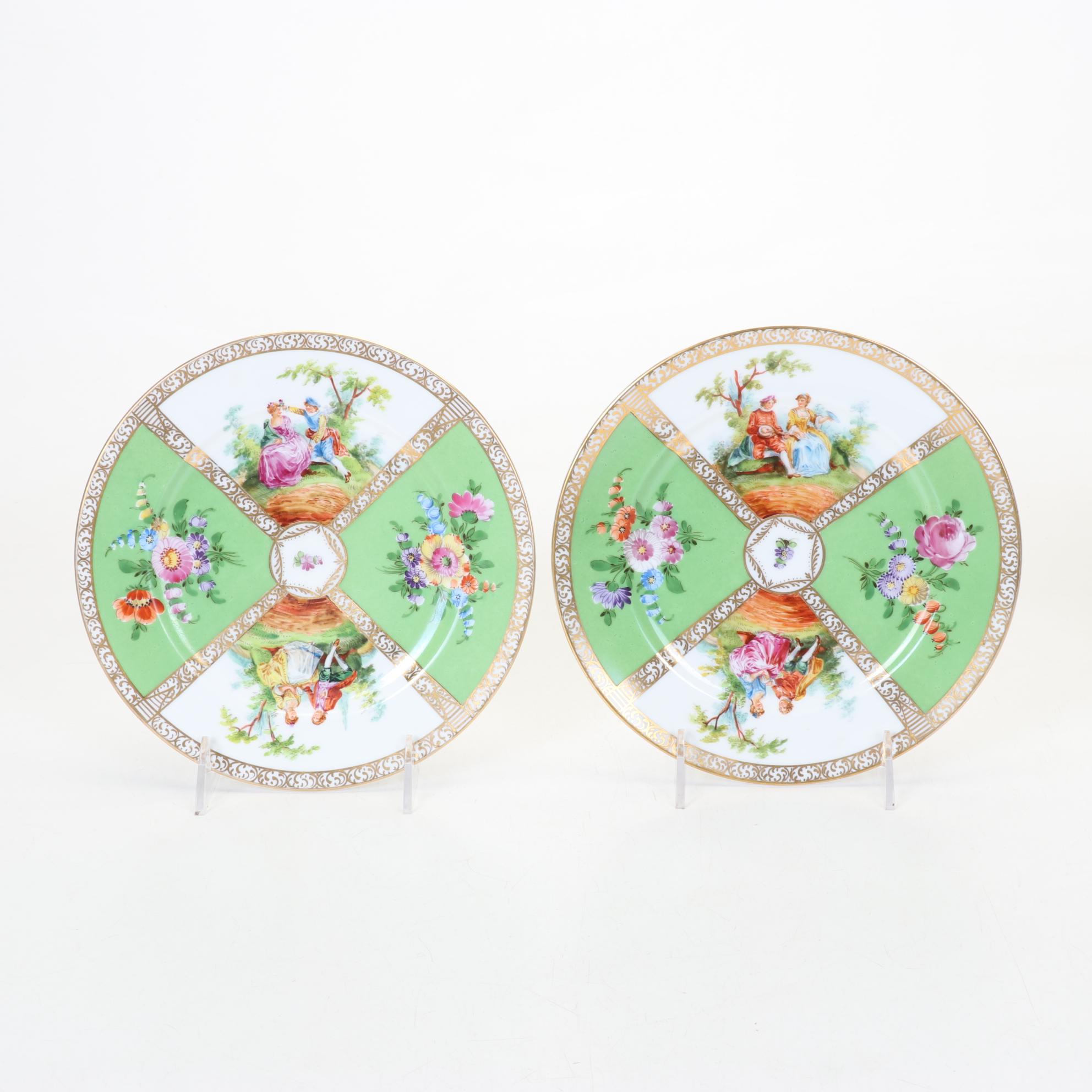 Dozen Vivid Quatrefoil Dessert Plates