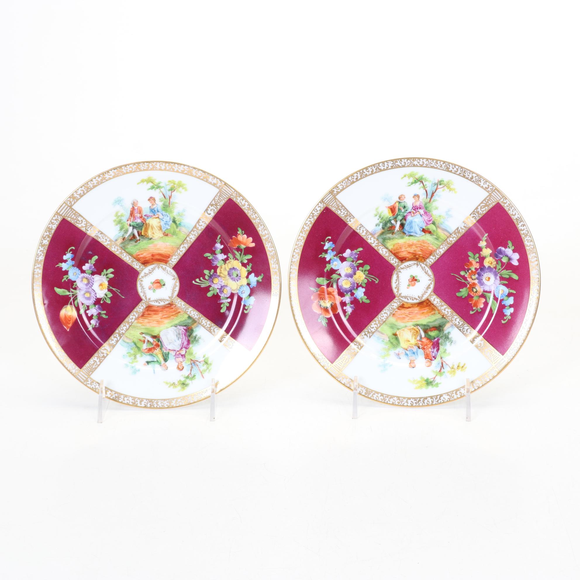 Dozen Vivid Quatrefoil Dessert Plates