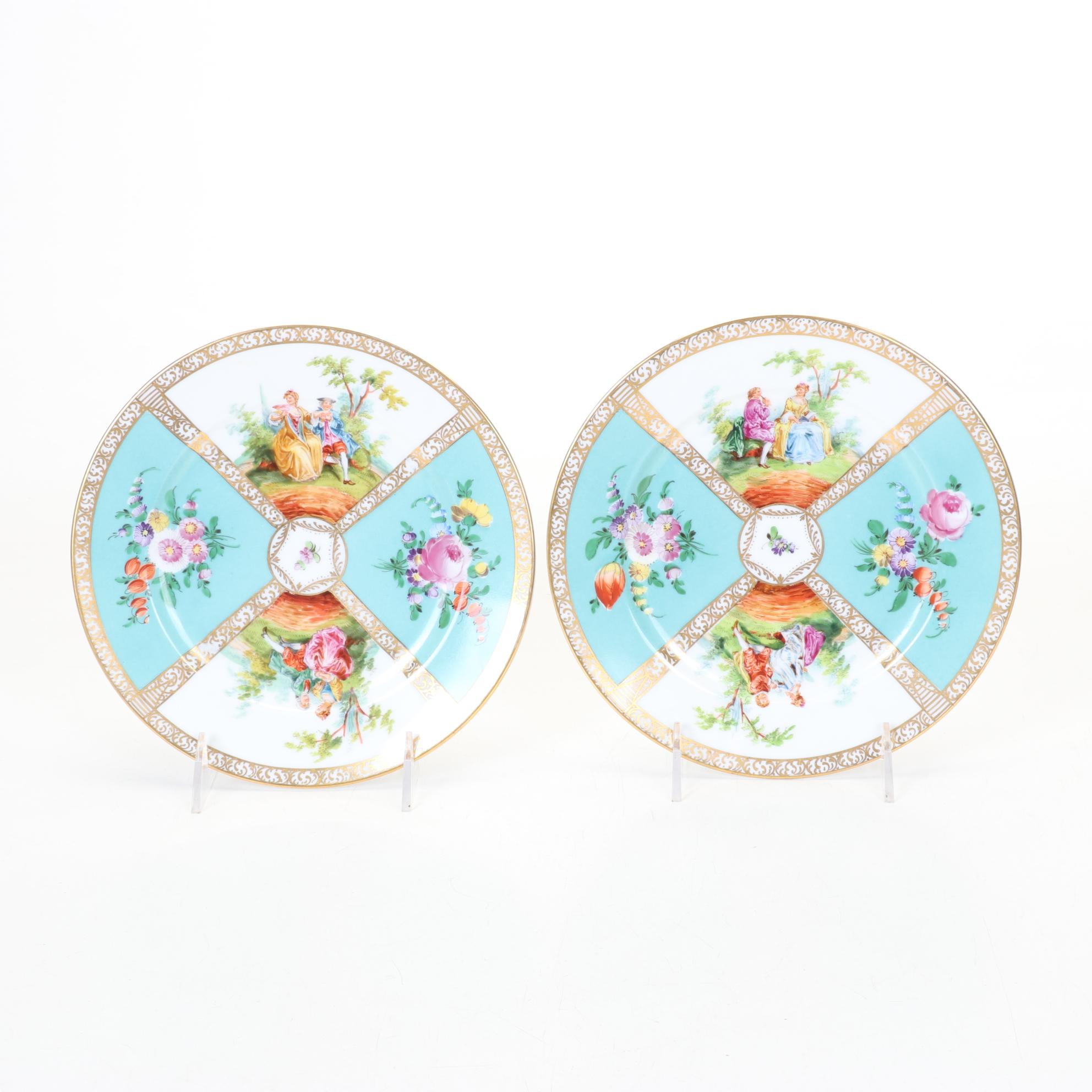 Dozen Vivid Quatrefoil Dessert Plates