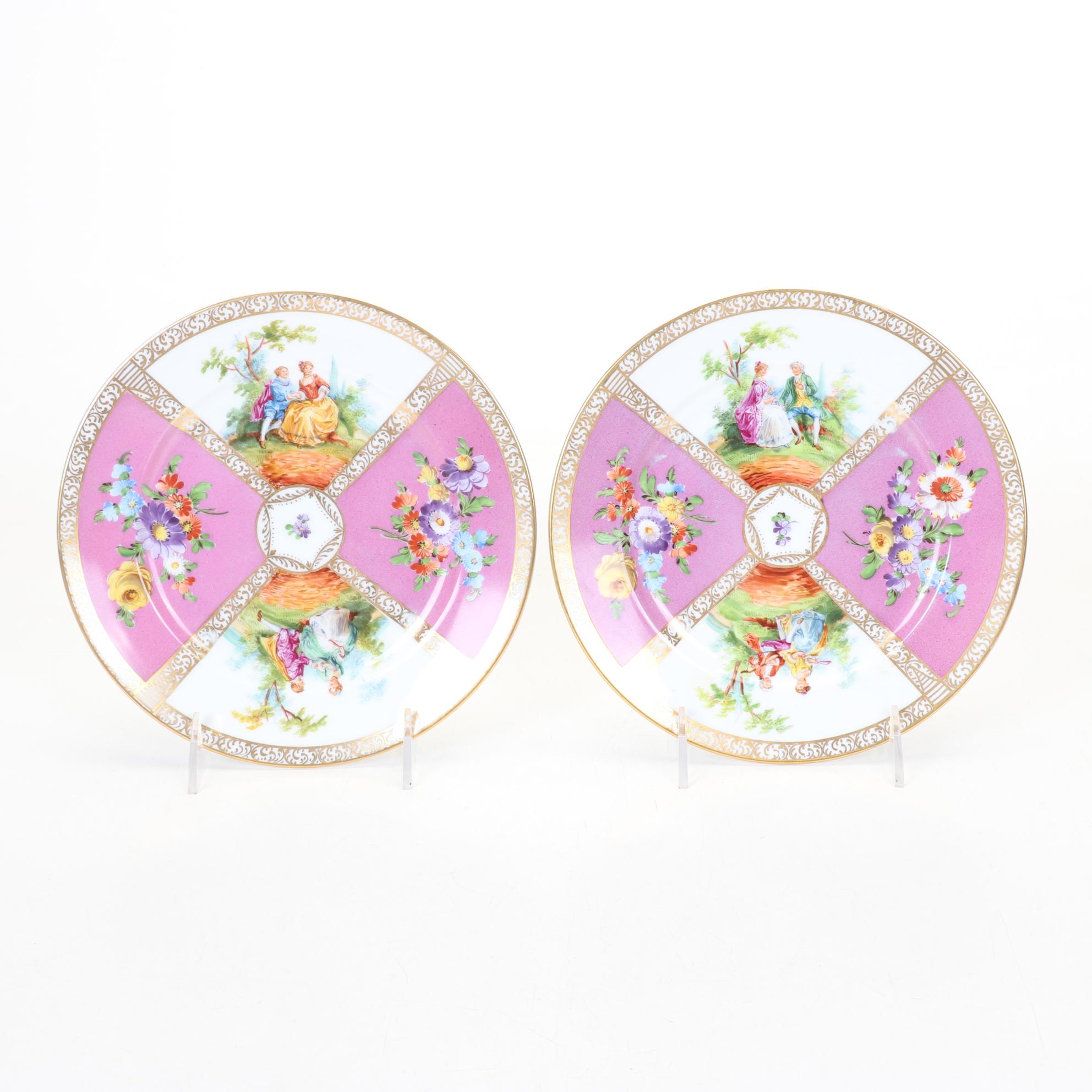 Dozen Vivid Quatrefoil Dessert Plates