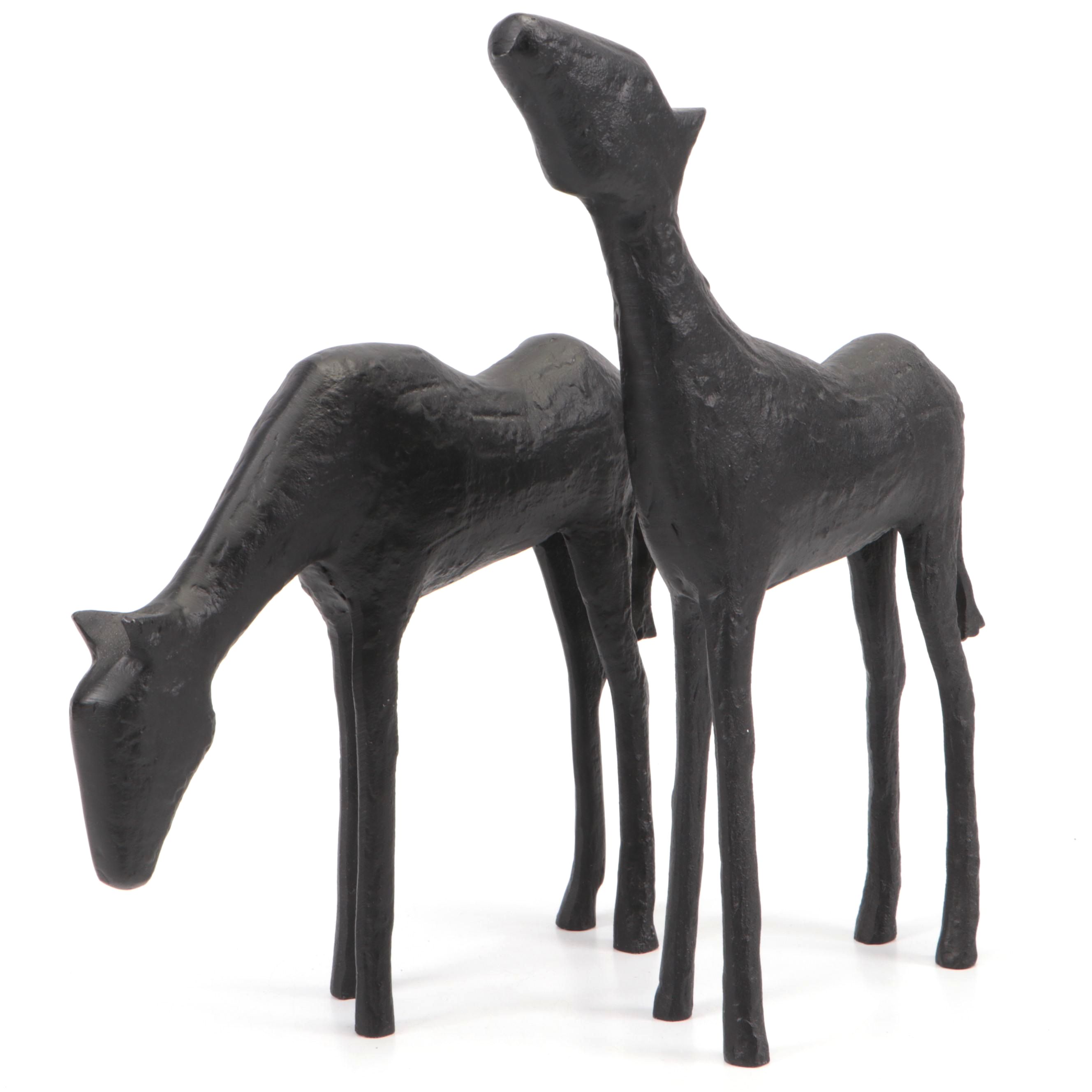 Two Folk Art Metal Horse Figurines