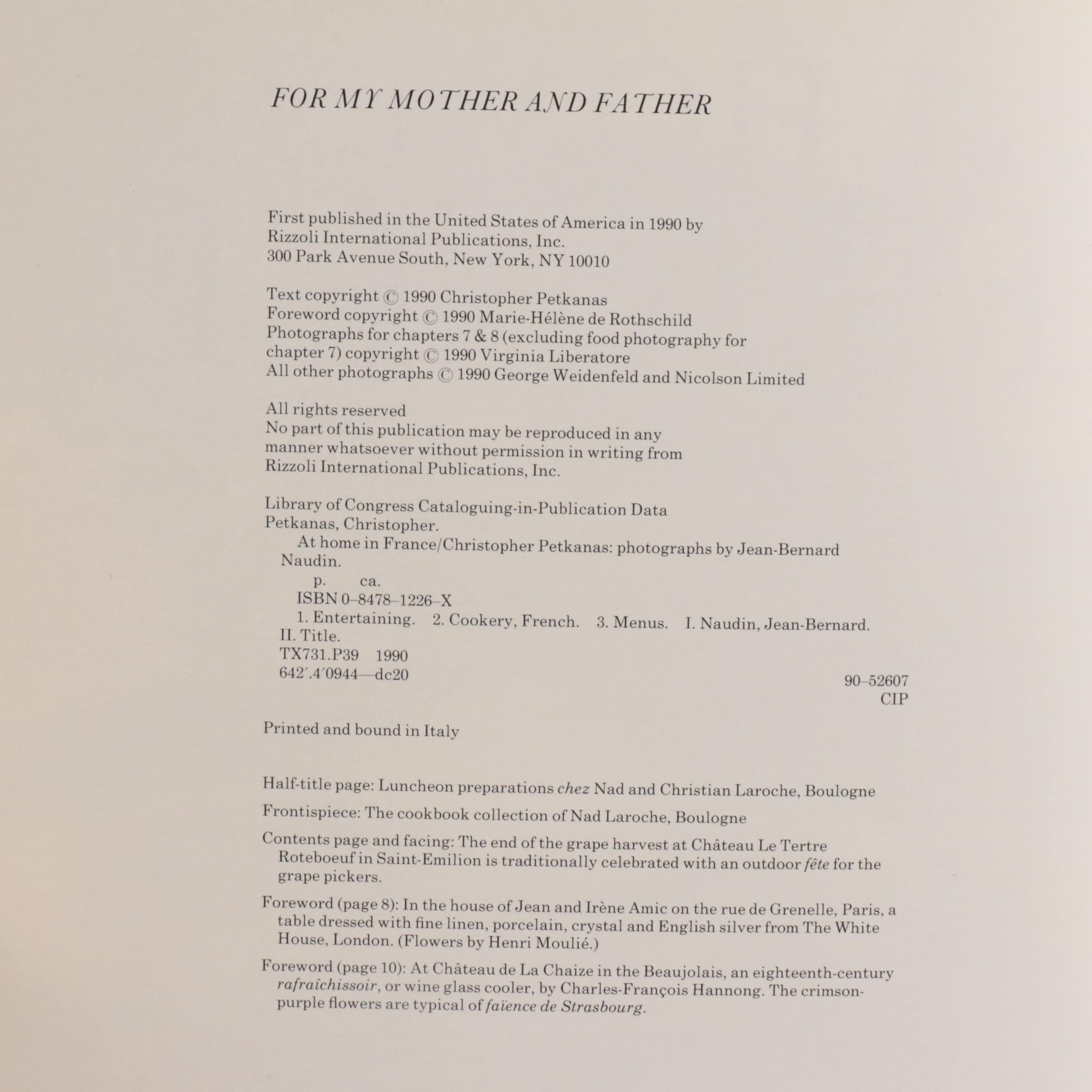 First Edition "At Home in France" by Christopher Petkanas and More Books