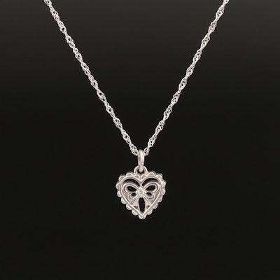 Jill Stuart 10K 0.01 CT Diamond Heart Necklace