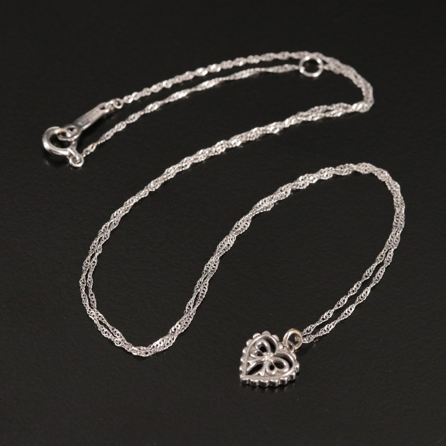 Jill Stuart 10K 0.01 CT Diamond Heart Necklace | EBTH
