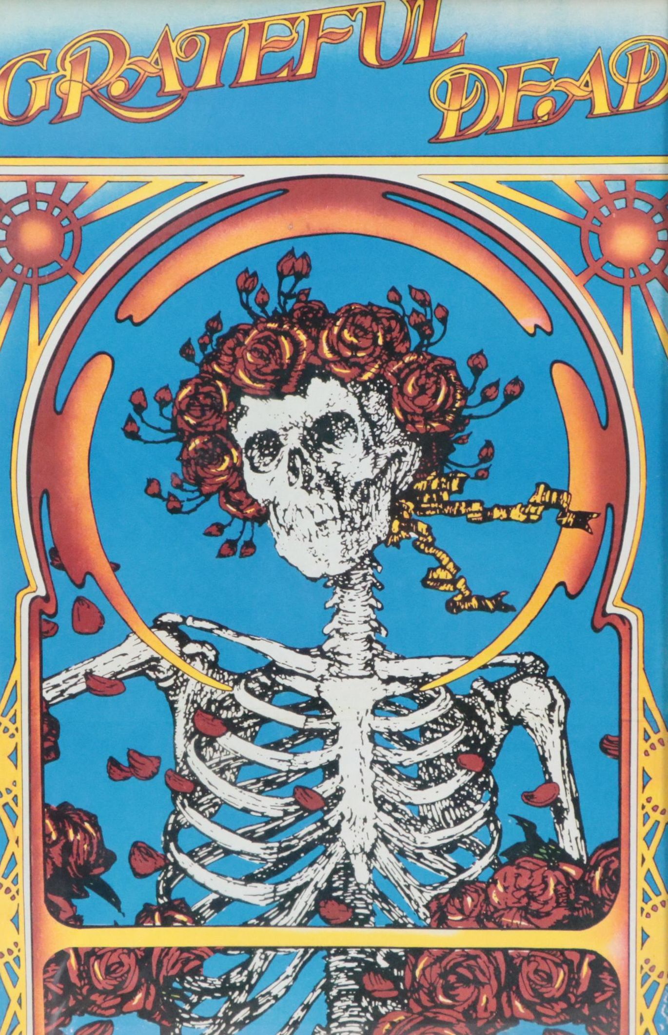 Offset Lithograph Grateful Dead Skull and Roses Poster, 1984