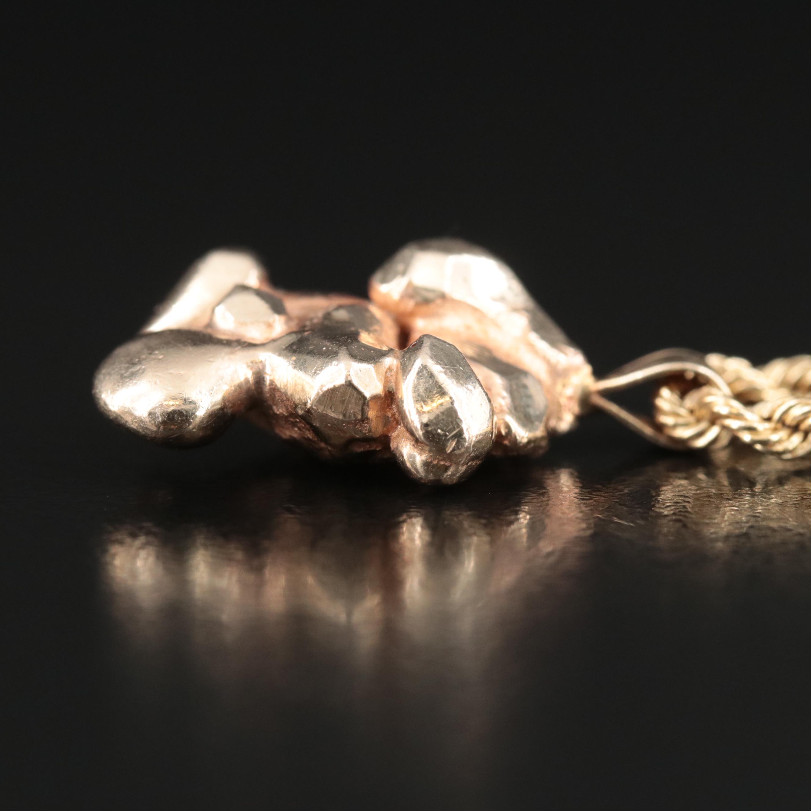 14K Gold Nugget Pendant Necklace