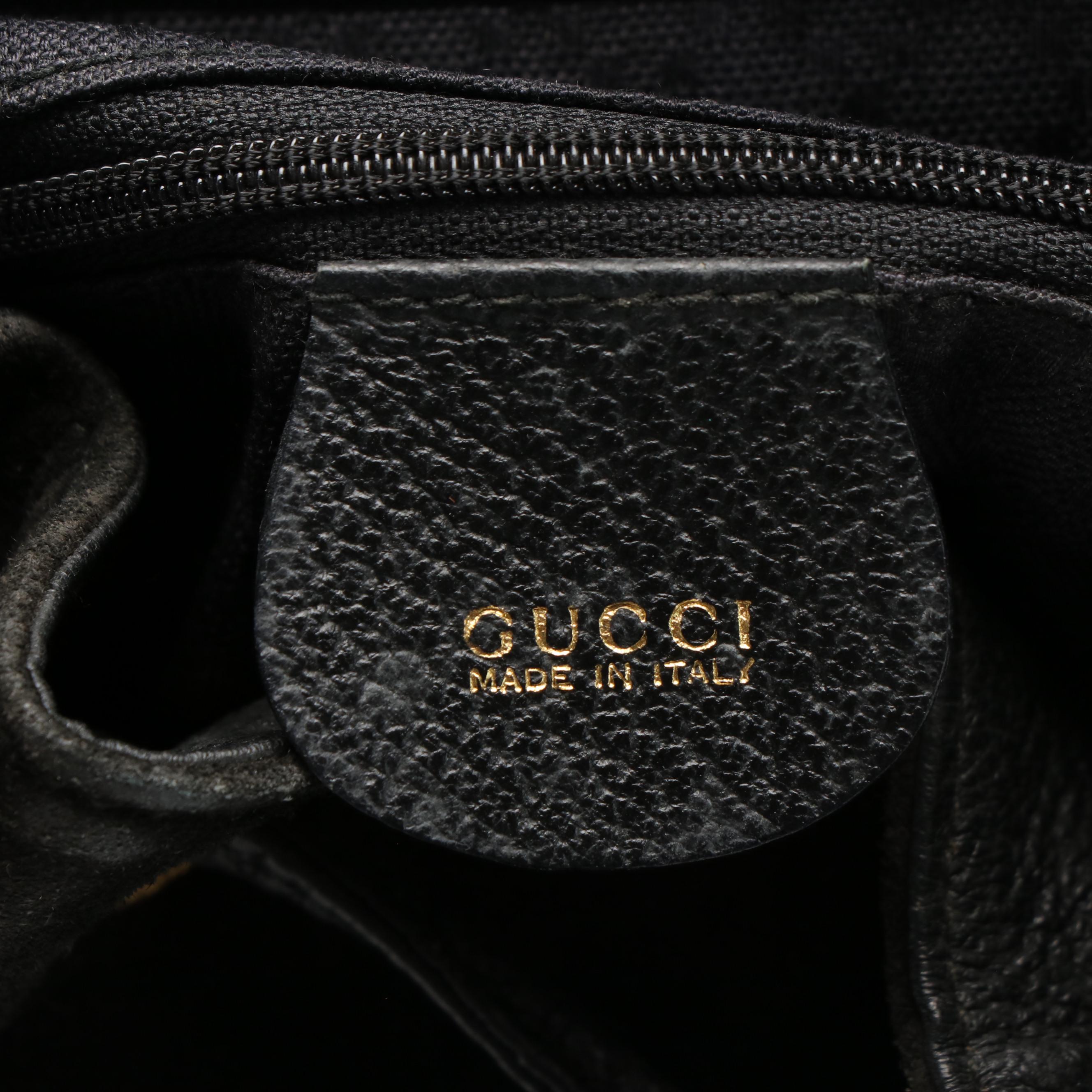Gucci Bamboo Mini Drawstring Backpack in Black Suede