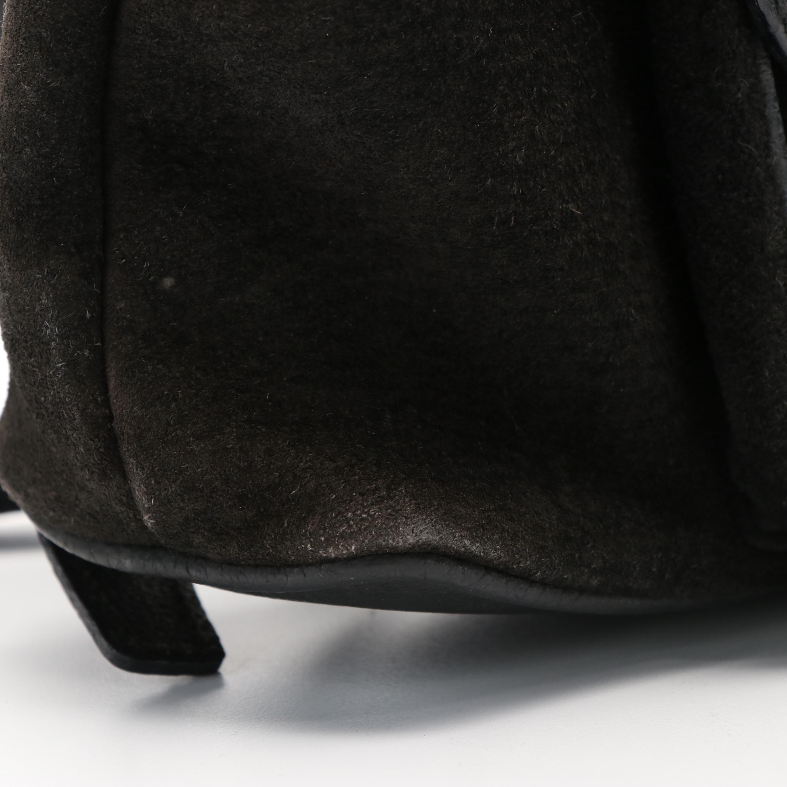 Gucci Bamboo Mini Drawstring Backpack in Black Suede