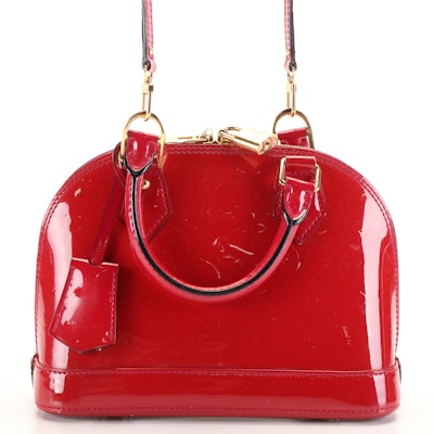 Louis Vuitton Alma Two-Way Handbag in Red Monogram Vernis