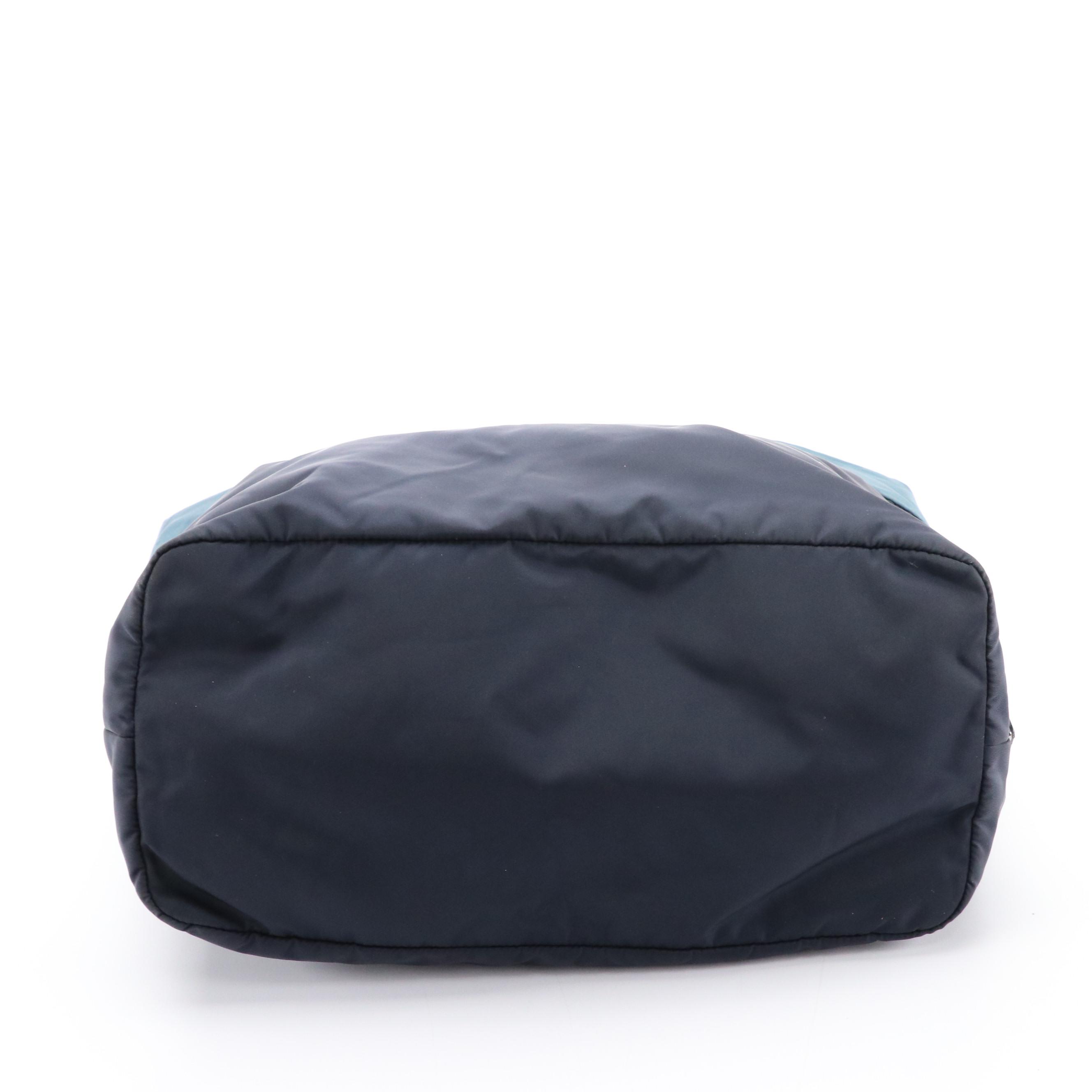 Prada Reversible Shoulder Tote in Dark Turquoise and Navy Blue Tessuto Nylon