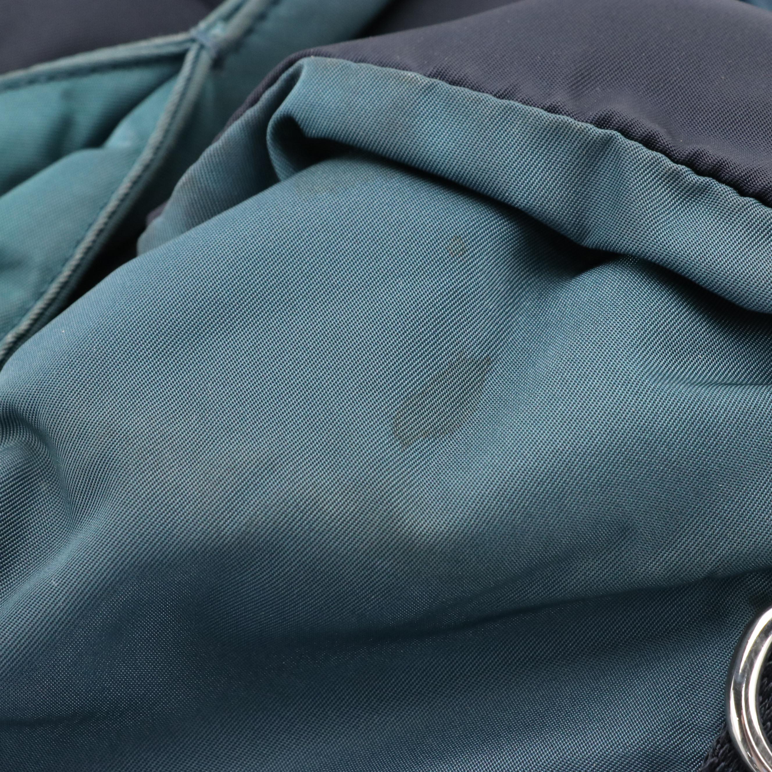 Prada Reversible Shoulder Tote in Dark Turquoise and Navy Blue Tessuto Nylon