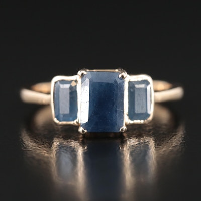 14K Sapphire Three Stone Ring