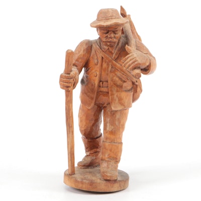 Hand-Carved Wood Huntsman Figure
