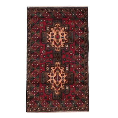 2'10 x 4'11 Hand-Knotted Afghan Baluch Accent Rug