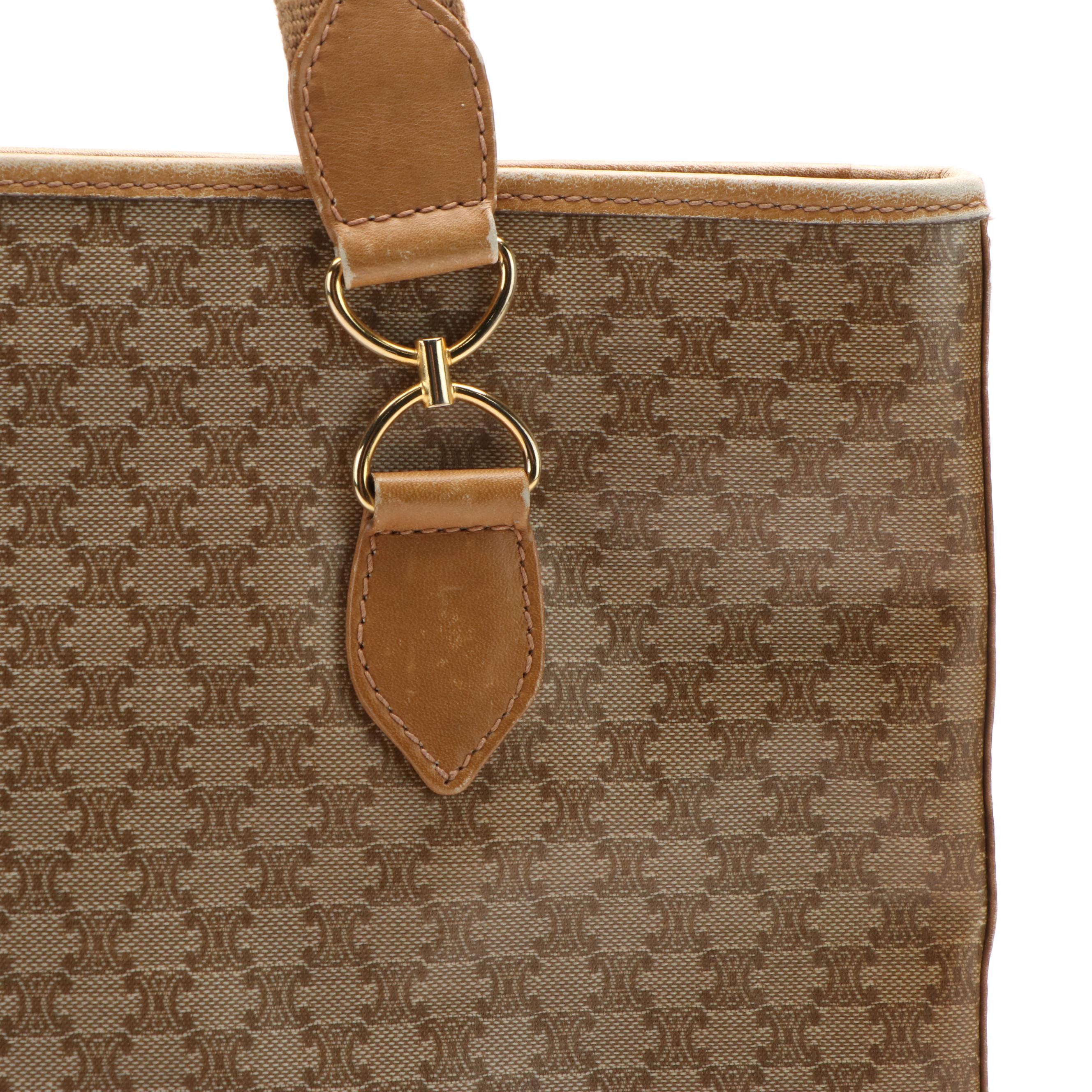 Celine Macadam Tote in Beige Coated Canvas and Leather