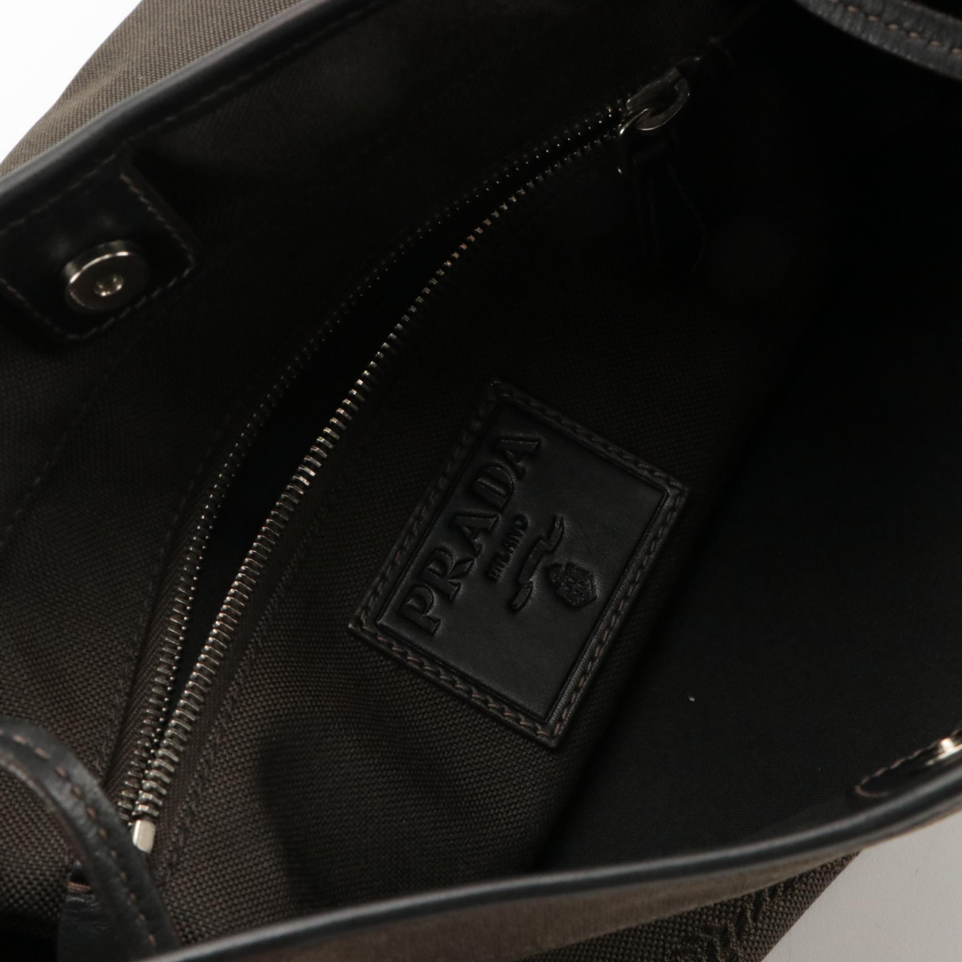 Prada Slim Crossbody Tote in Logo Canapa Canvas with Leather Trim