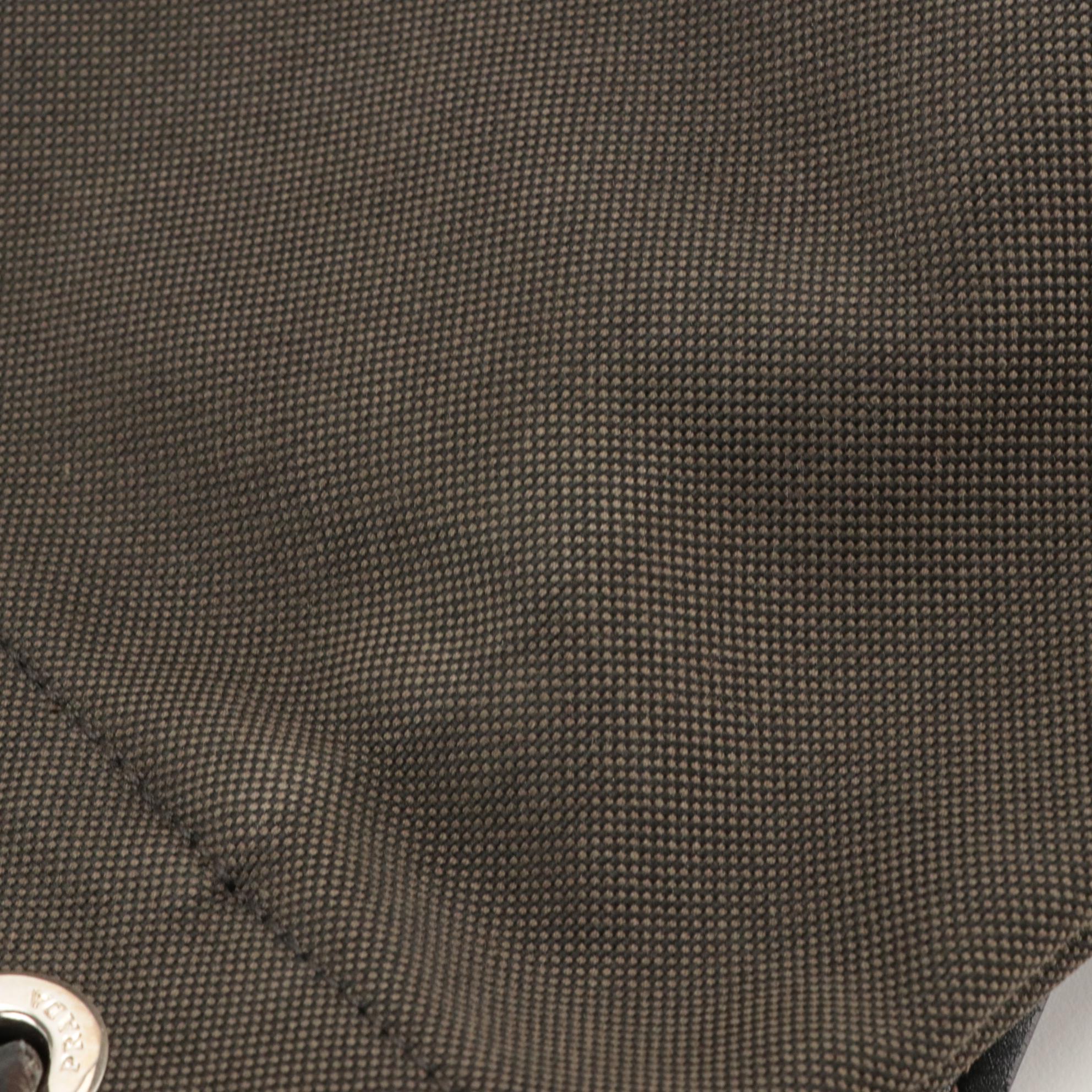 Prada Slim Crossbody Tote in Logo Canapa Canvas with Leather Trim