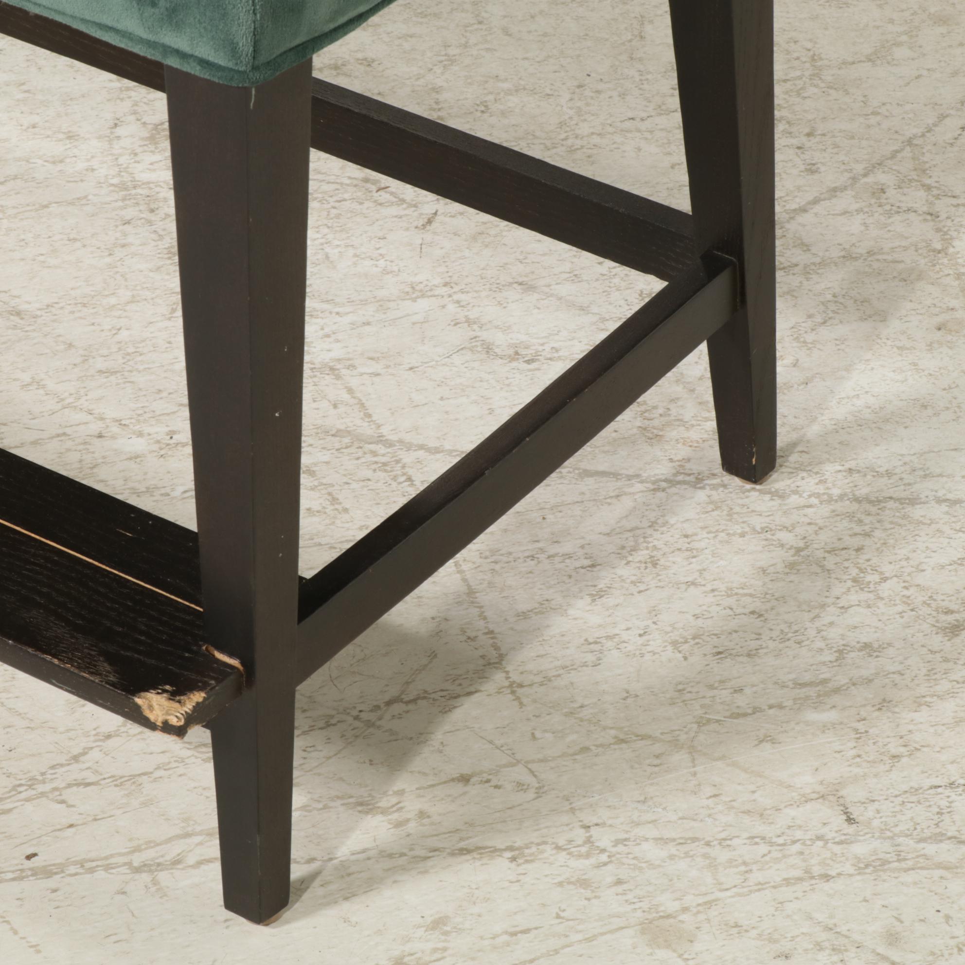 Pair of Lee Industries Ebonized Wood Dual Seat Counter Benches