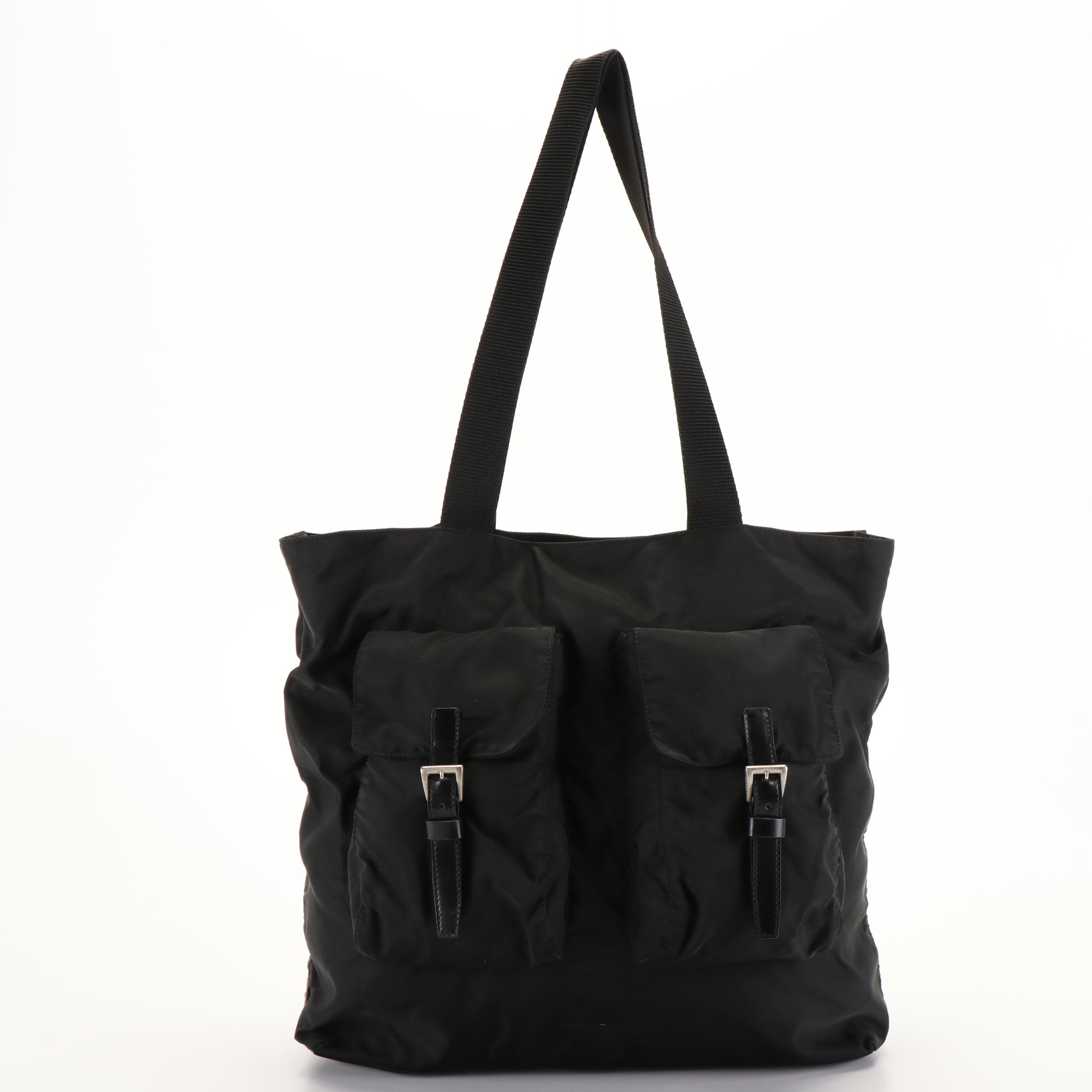 Prada Utility Classic Logo Black Tessuto Nylon Tote Bag